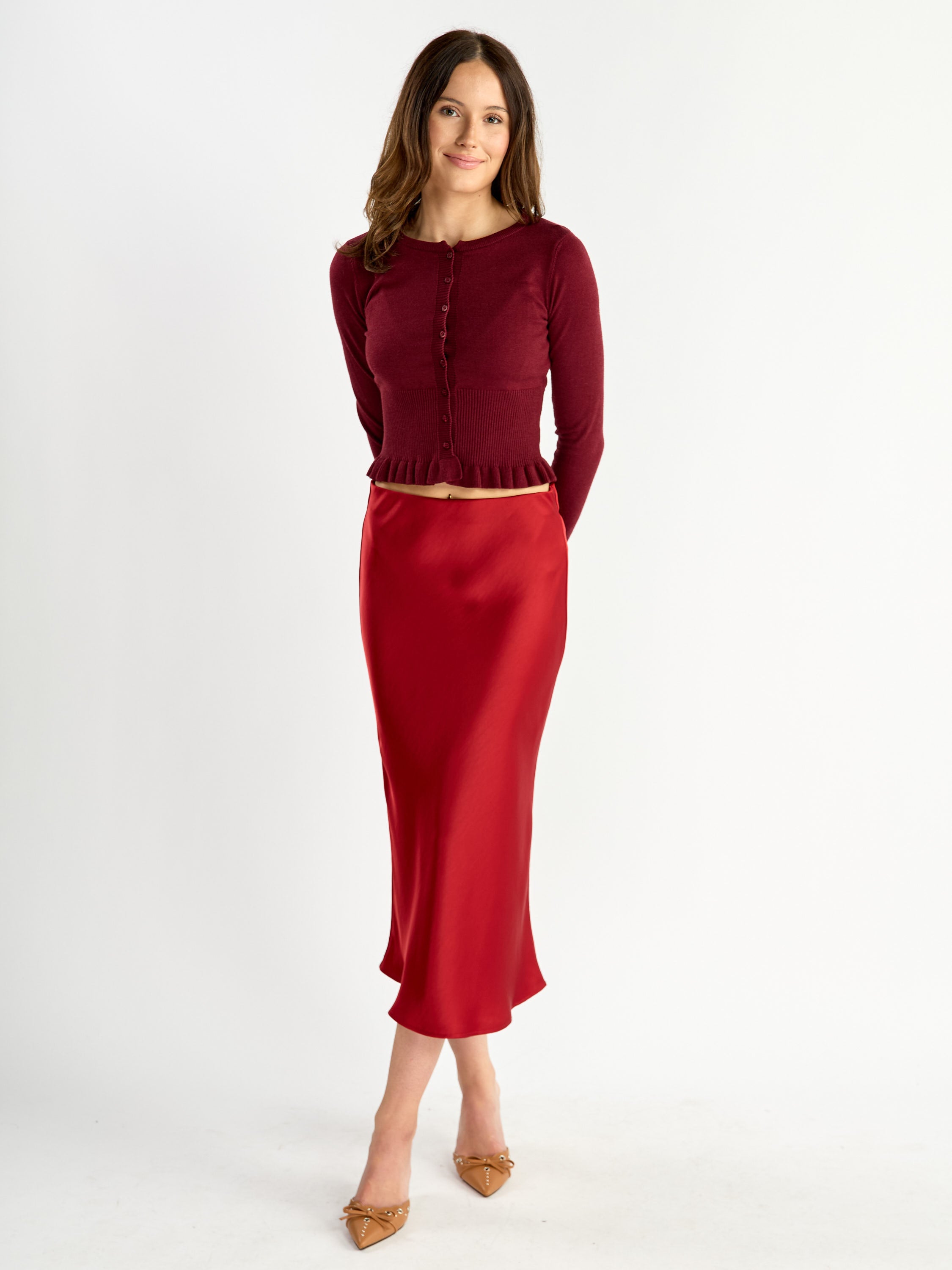 Allina Satin Midi Skirt