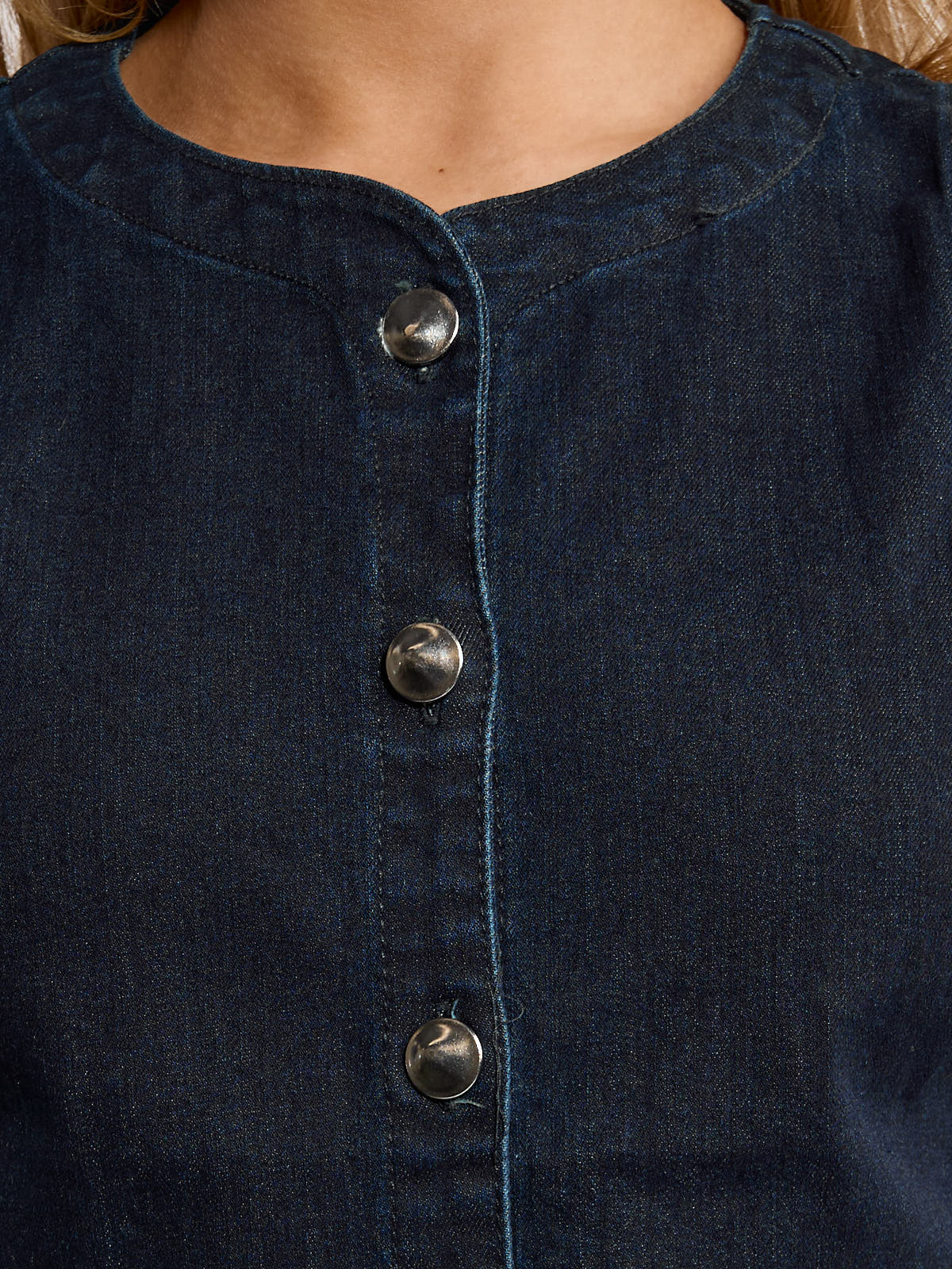 Clare Denim High Neck Vest