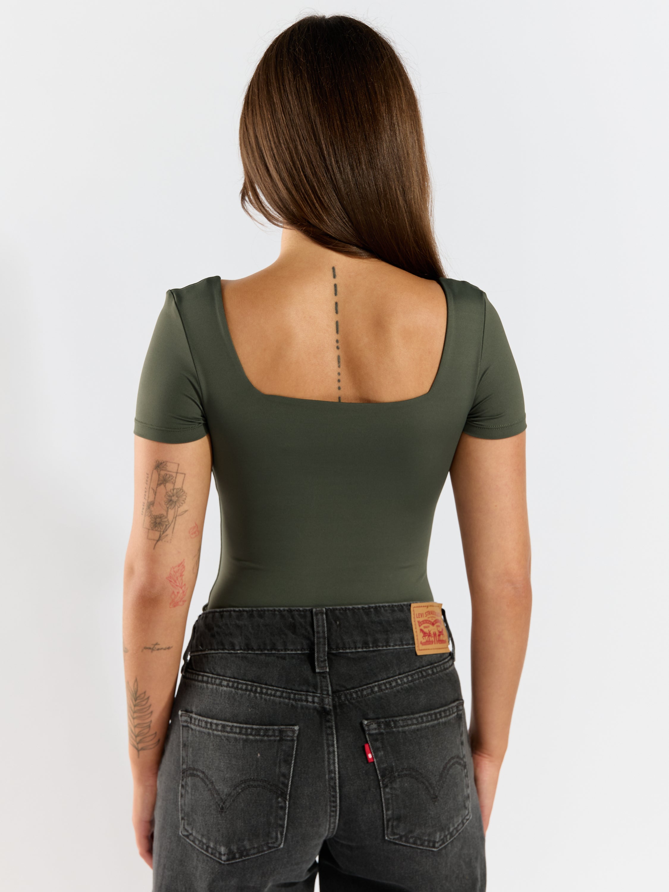 Second Skin Stacy Square Neck Short Sleeve Bodysuit
