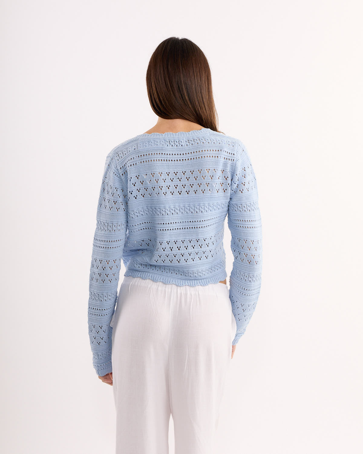 Monica Scallop Hem Long Sleeve Knit Top
