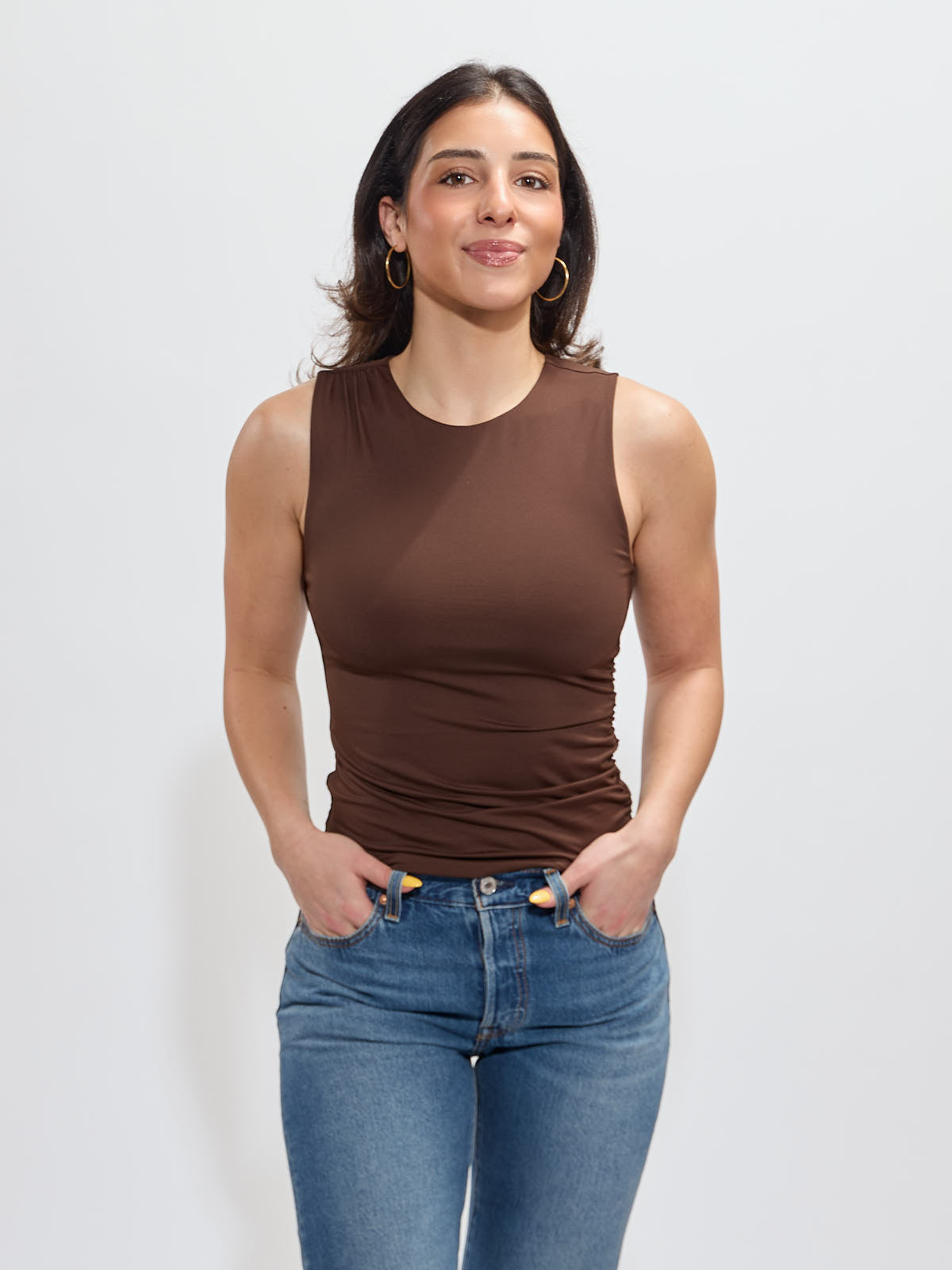 Second Skin High Neck Ruched Top