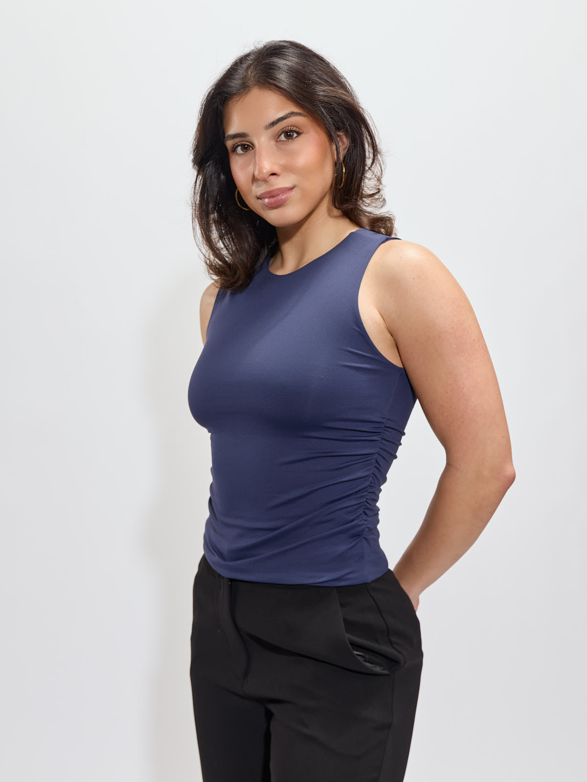 Second Skin High Neck Ruched Top