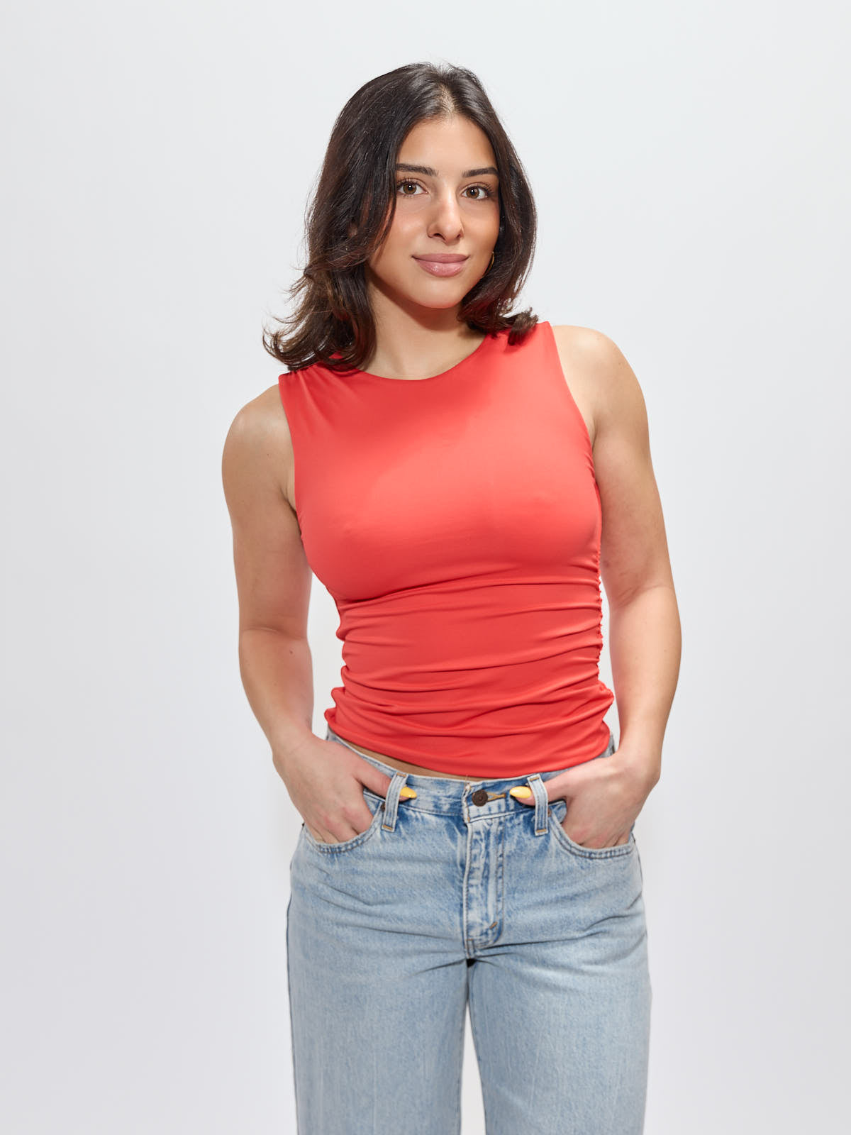 Second Skin High Neck Ruched Top