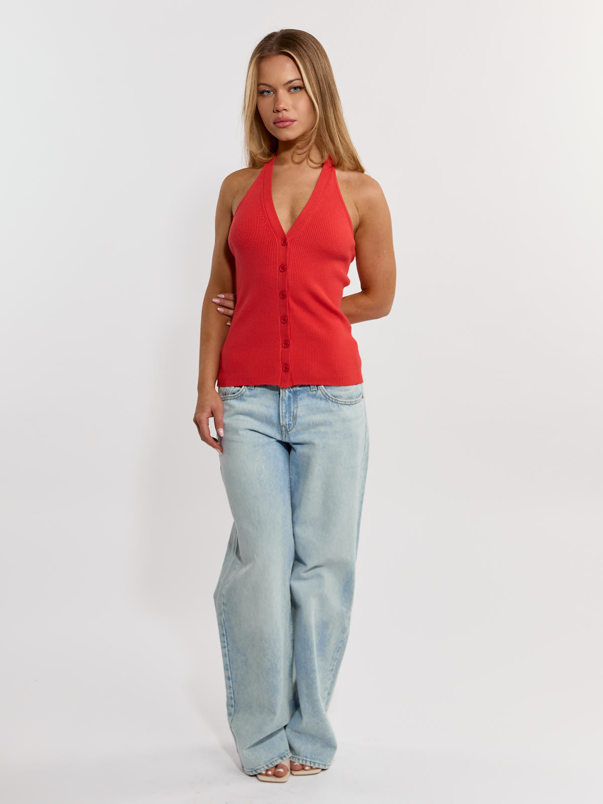 Mercer Button Halter Knit Top