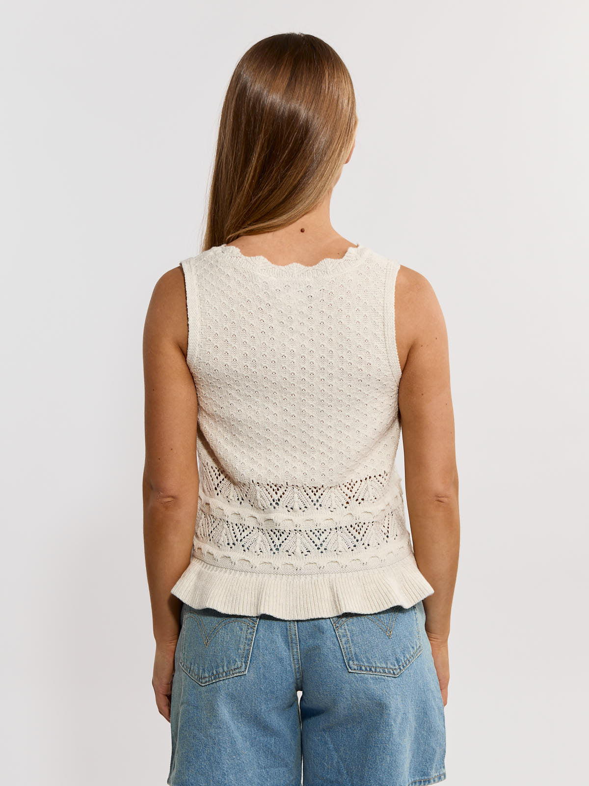 Everly Crochet Peplum Knit Top