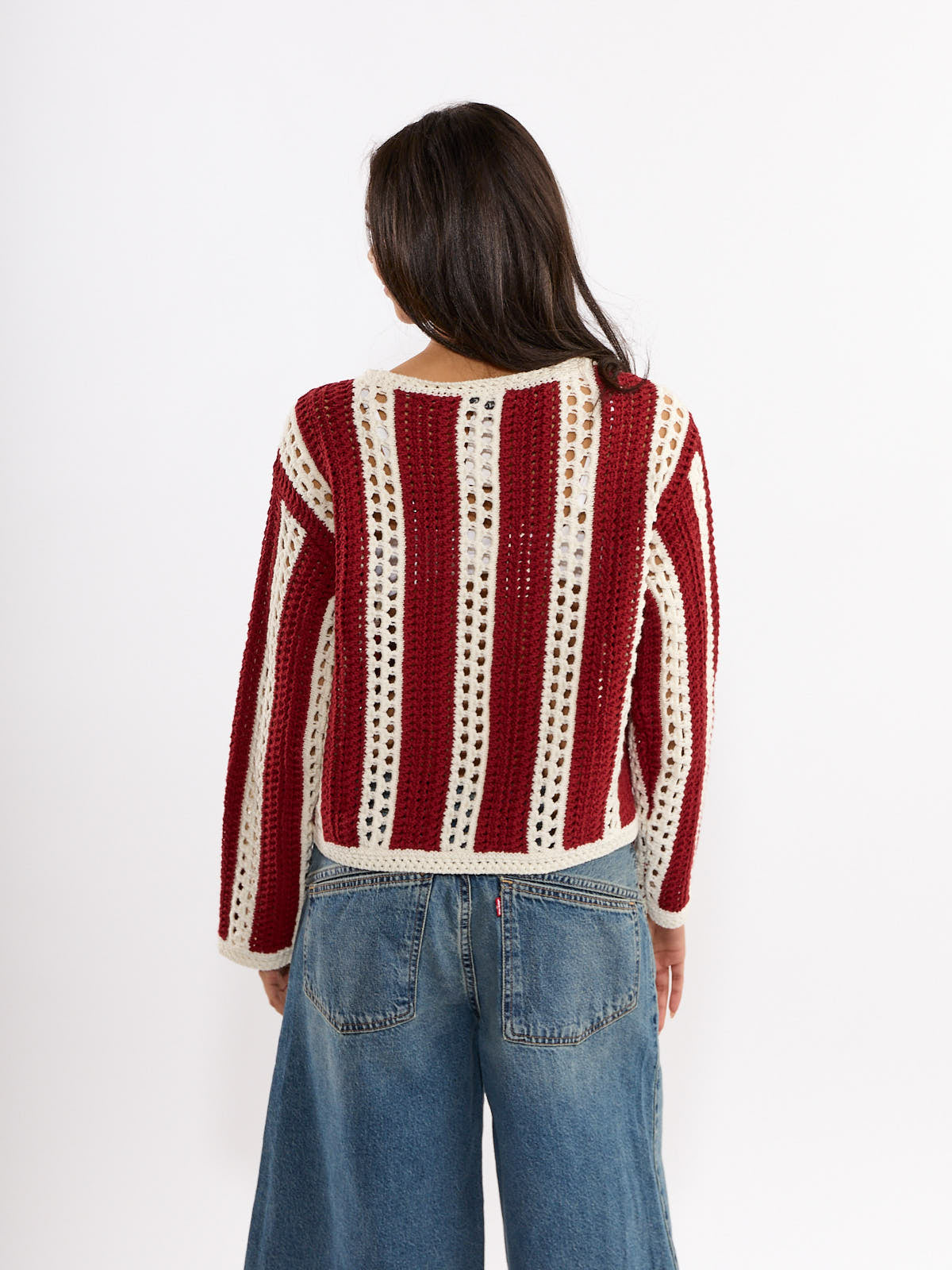 Mallorca Stripe Crochet Long Sleeves Top