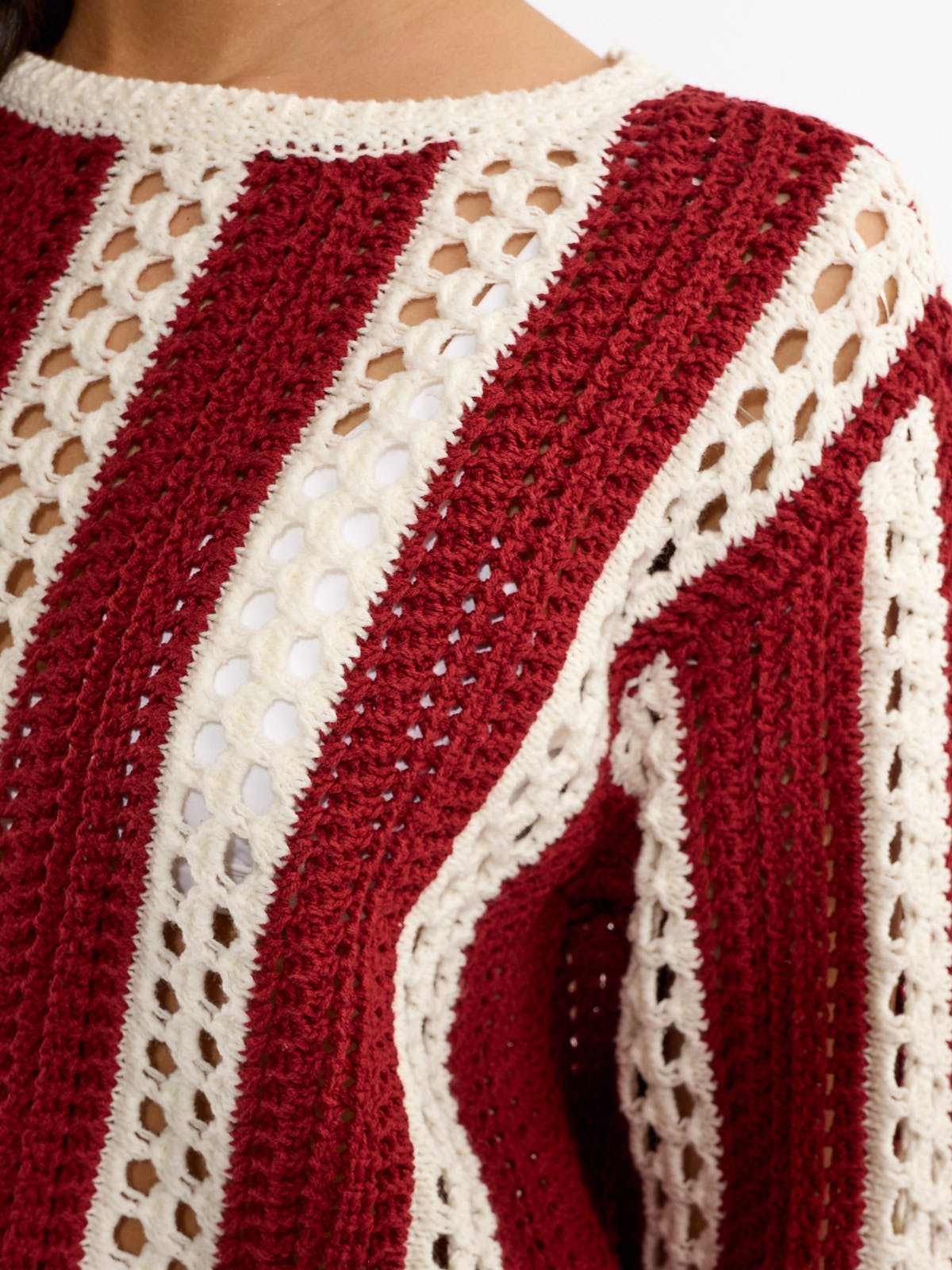 Mallorca Stripe Crochet Long Sleeves Top