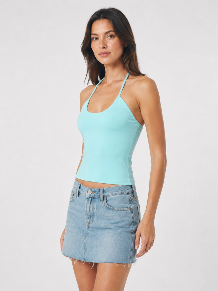 Second Skin Teo Halter Cotton Short Sleeve Top