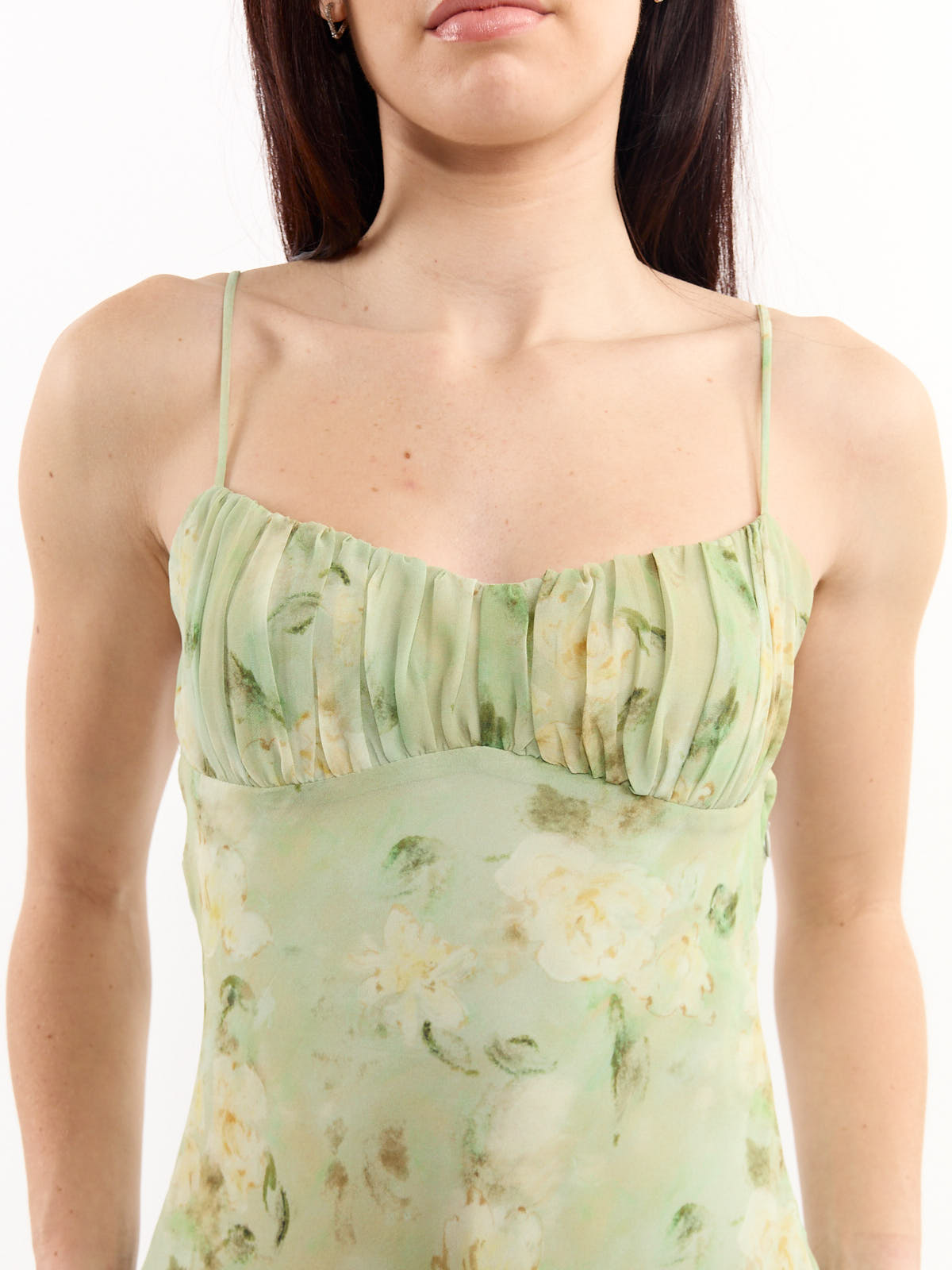 Jayda Sage Chiffon Twist Back Dress