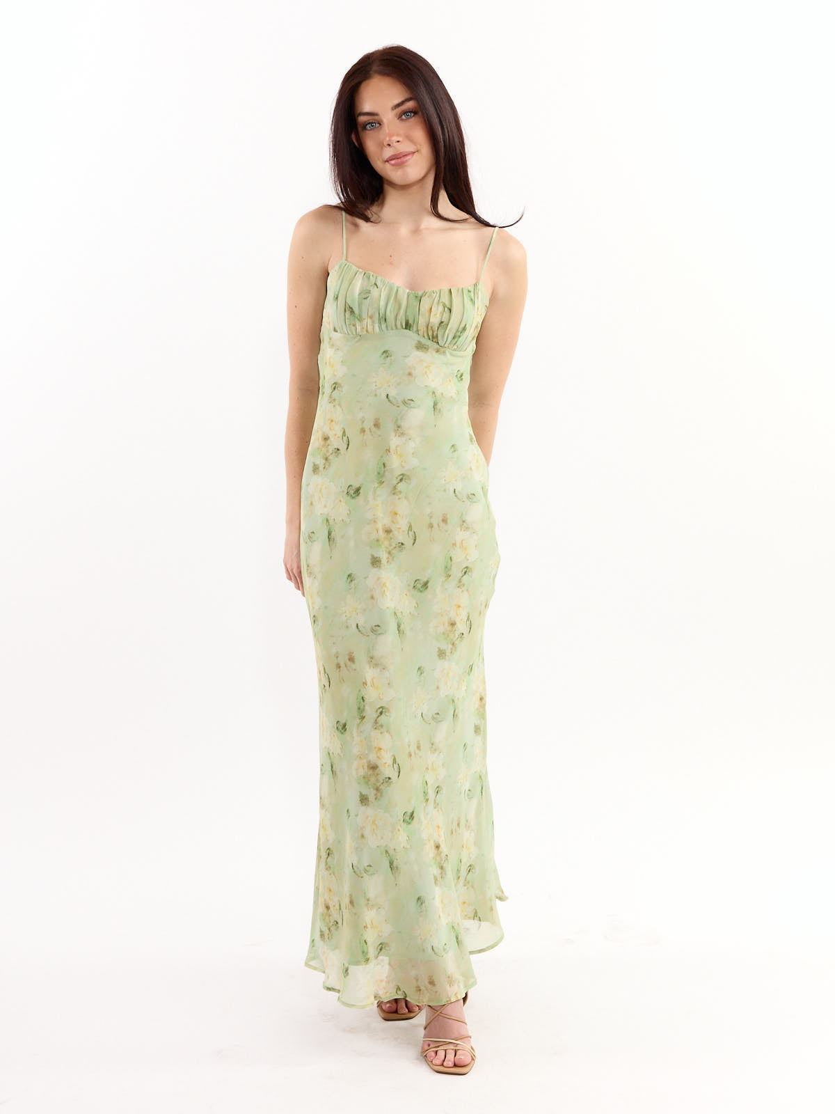 Jayda Sage Chiffon Twist Back Dress