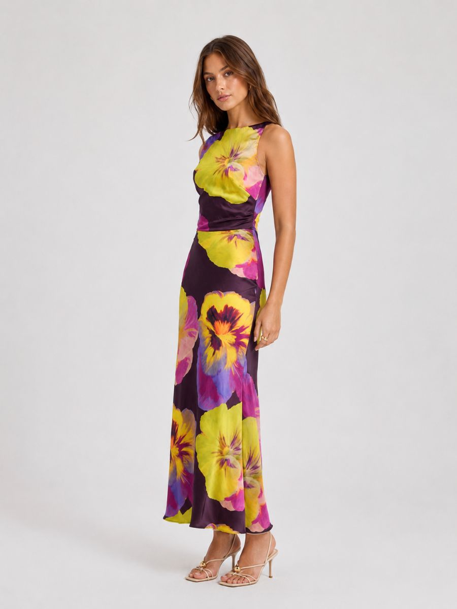 Magic Satin Halter Dress