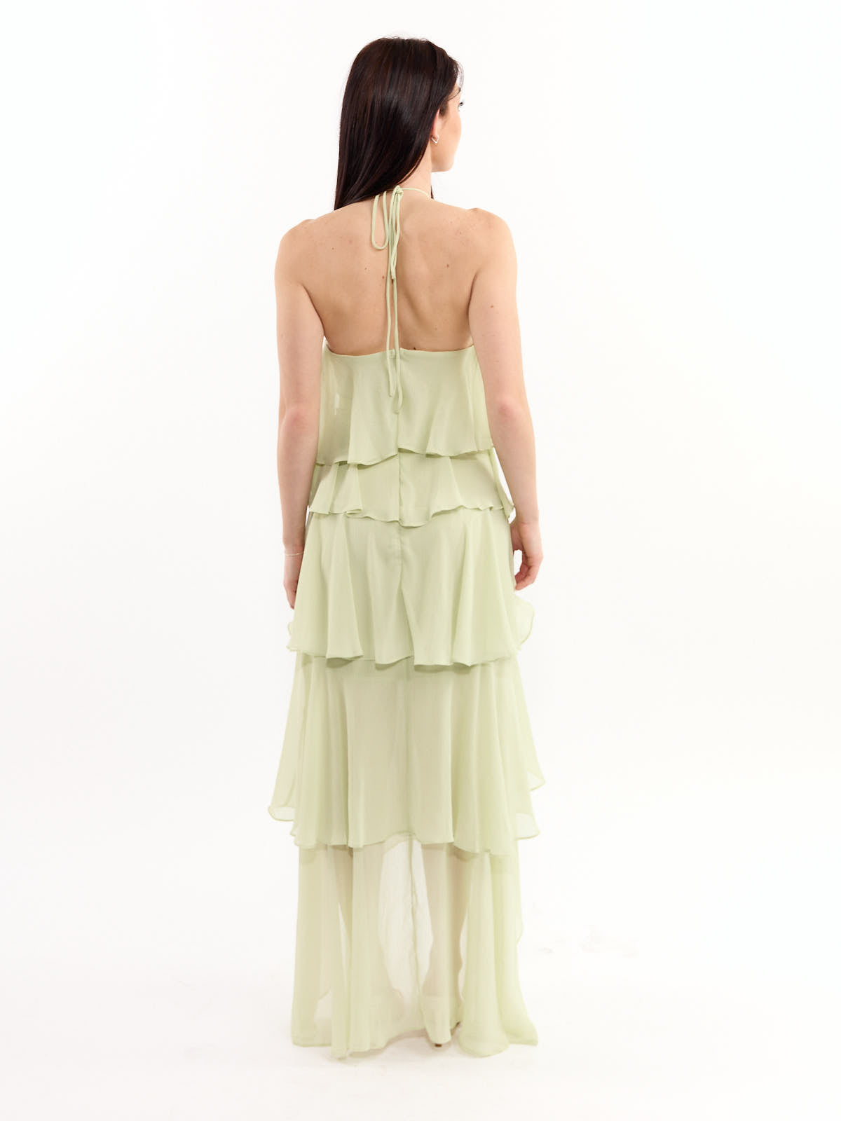 Gabriette Halter Chiffon Ruffle Dress