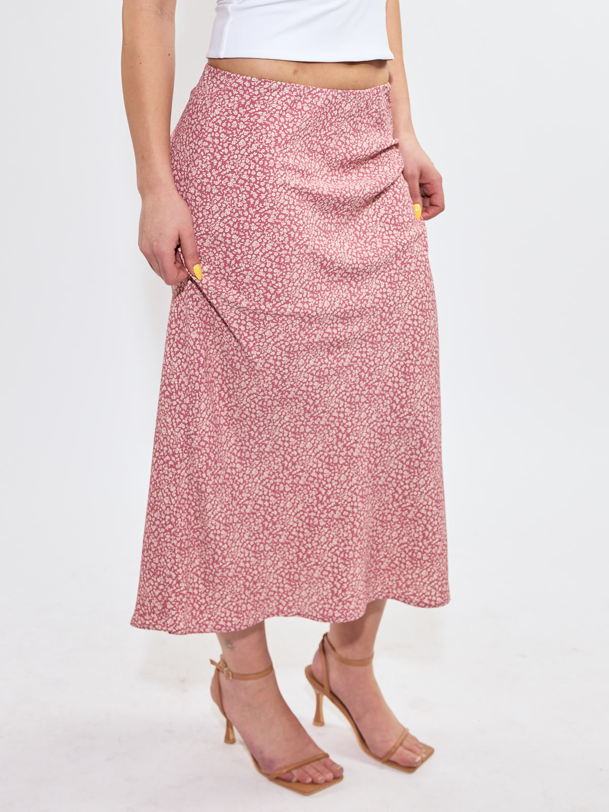 Mixed Midi Floral Skirt