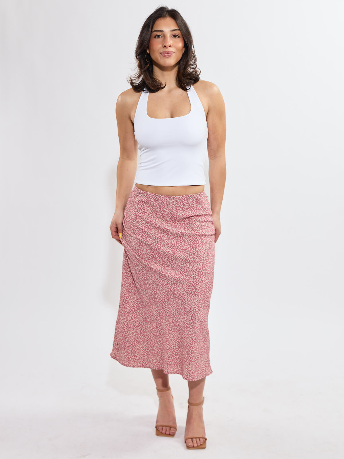 Mixed Midi Floral Skirt