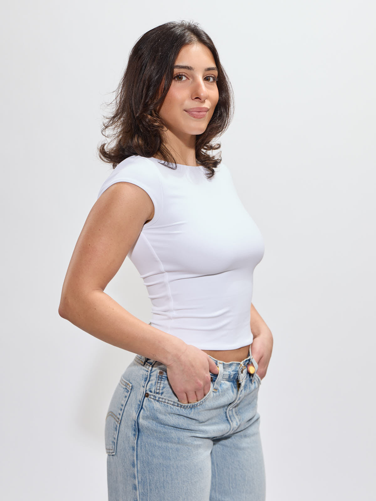 Second Skin Brida Cap Sleeve Crop Top