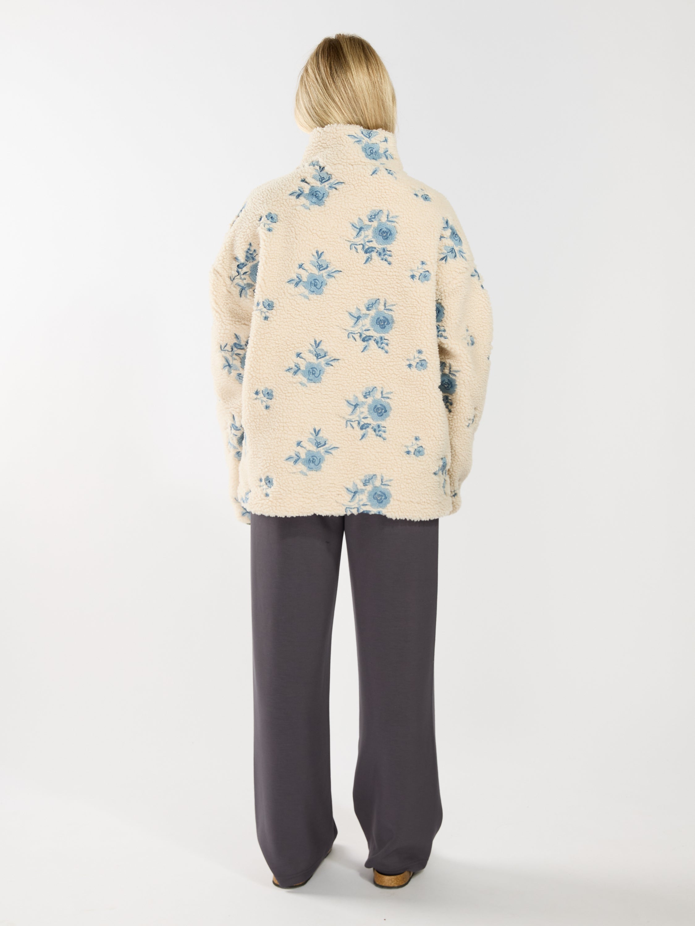 Poppy 1/4 Zip Sherpa Embroidered Jacket