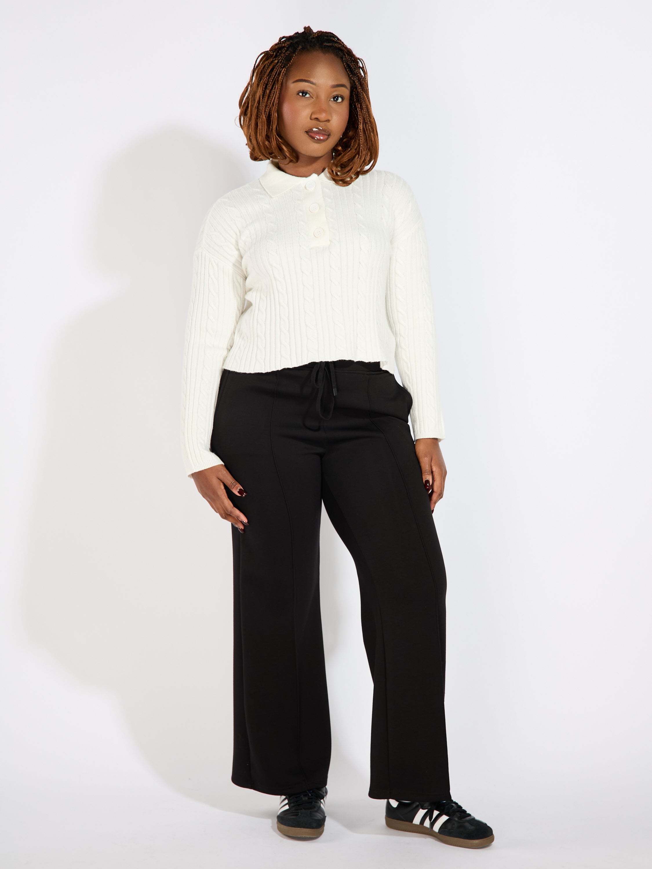 Emma Cable Knit Polo Sweater