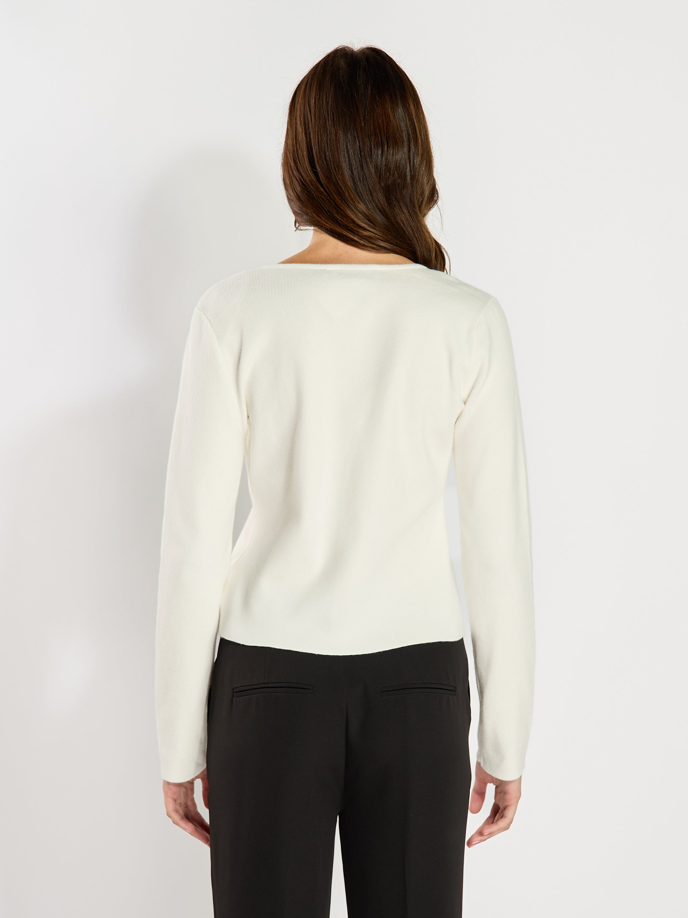 Zia Asymmetrical Sweater with Gold Buttons
