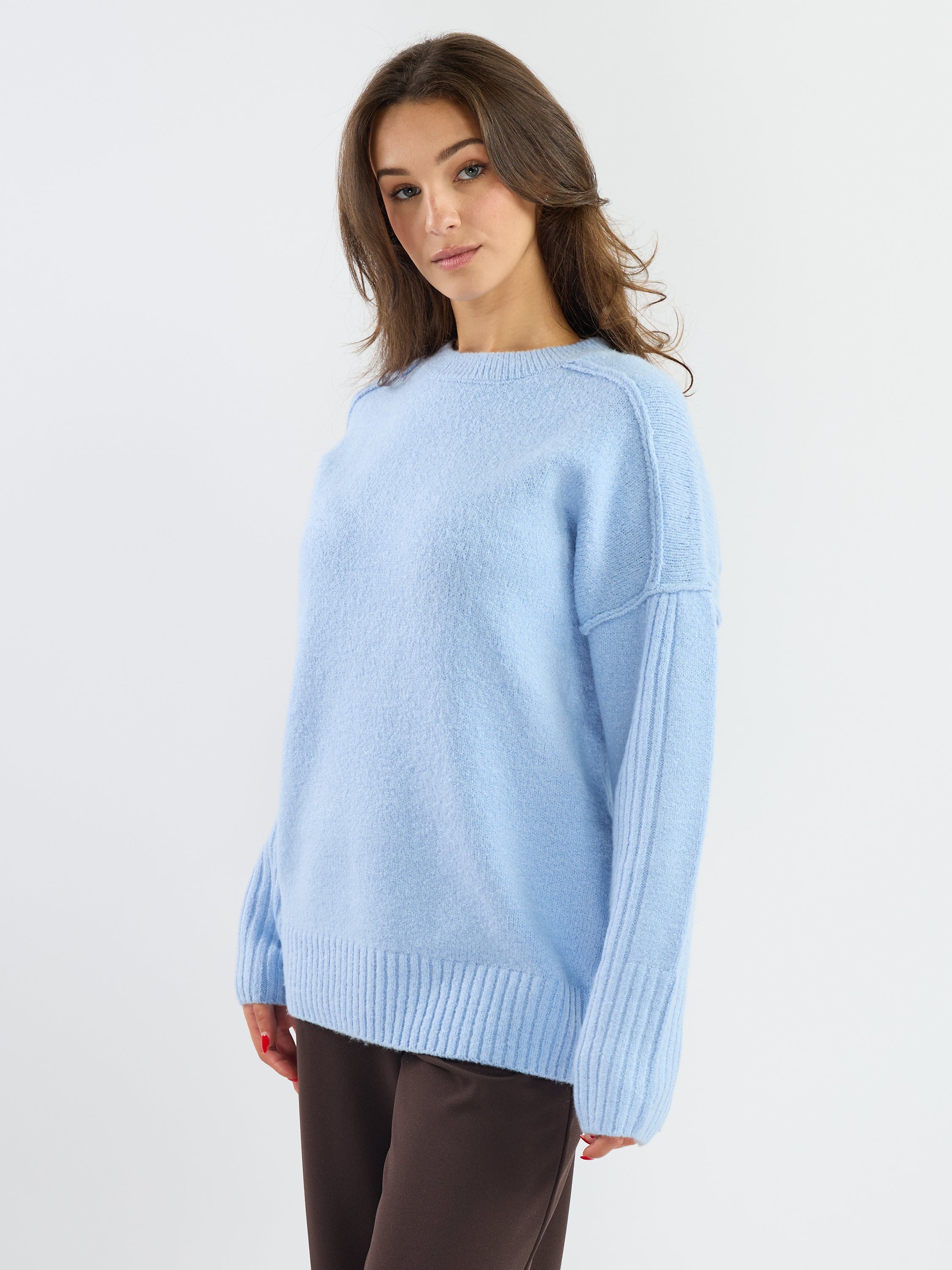 Mossy Seam-Detail Crewneck Pullover