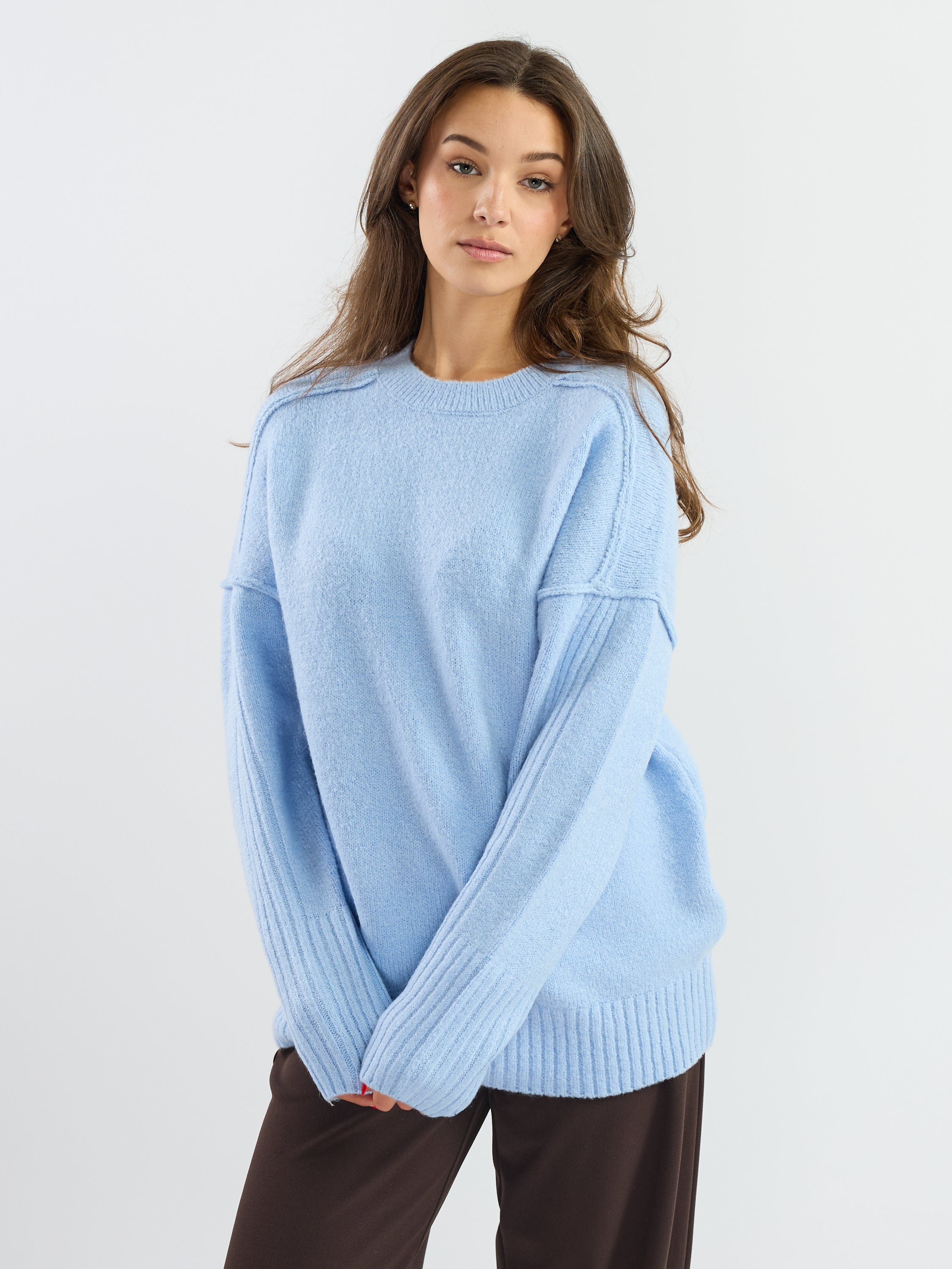 Mossy Seam-Detail Crewneck Pullover