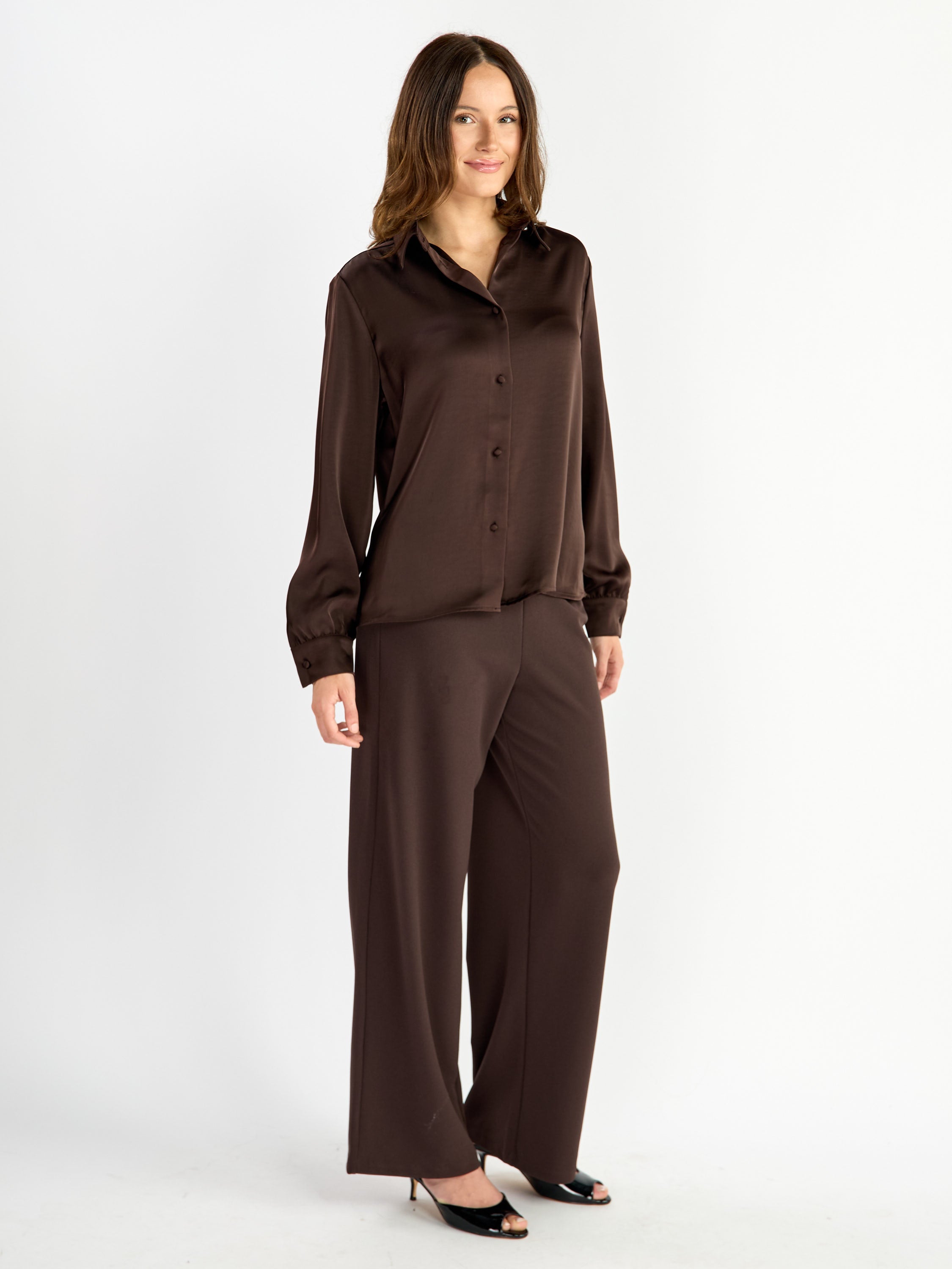 Whitty Long Sleeve Satin Blouse