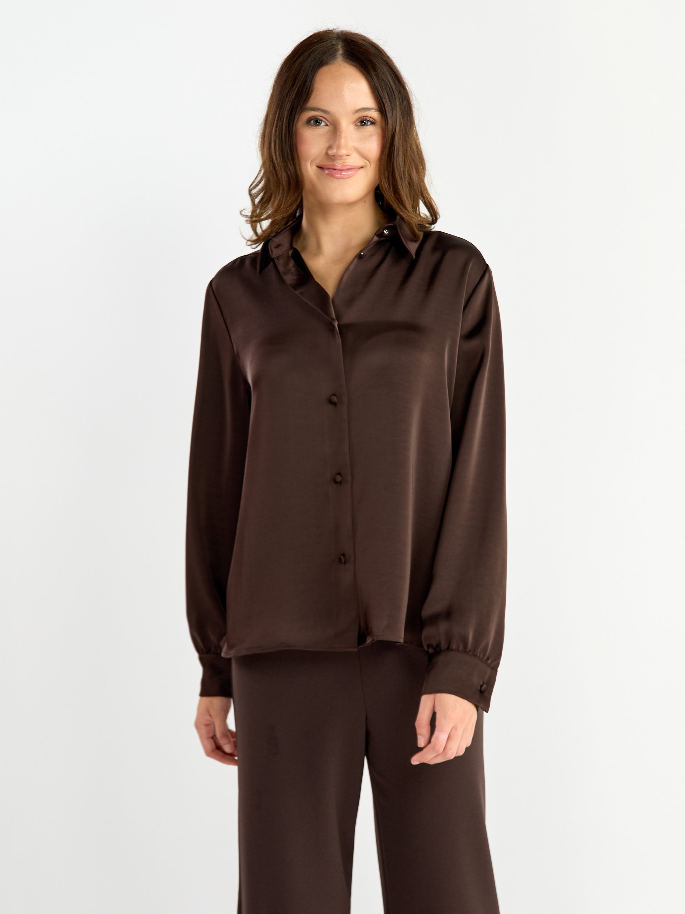 Whitty Long Sleeve Satin Blouse