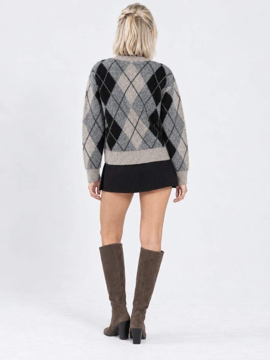 Gemma Argyle Wool Button Cardigan