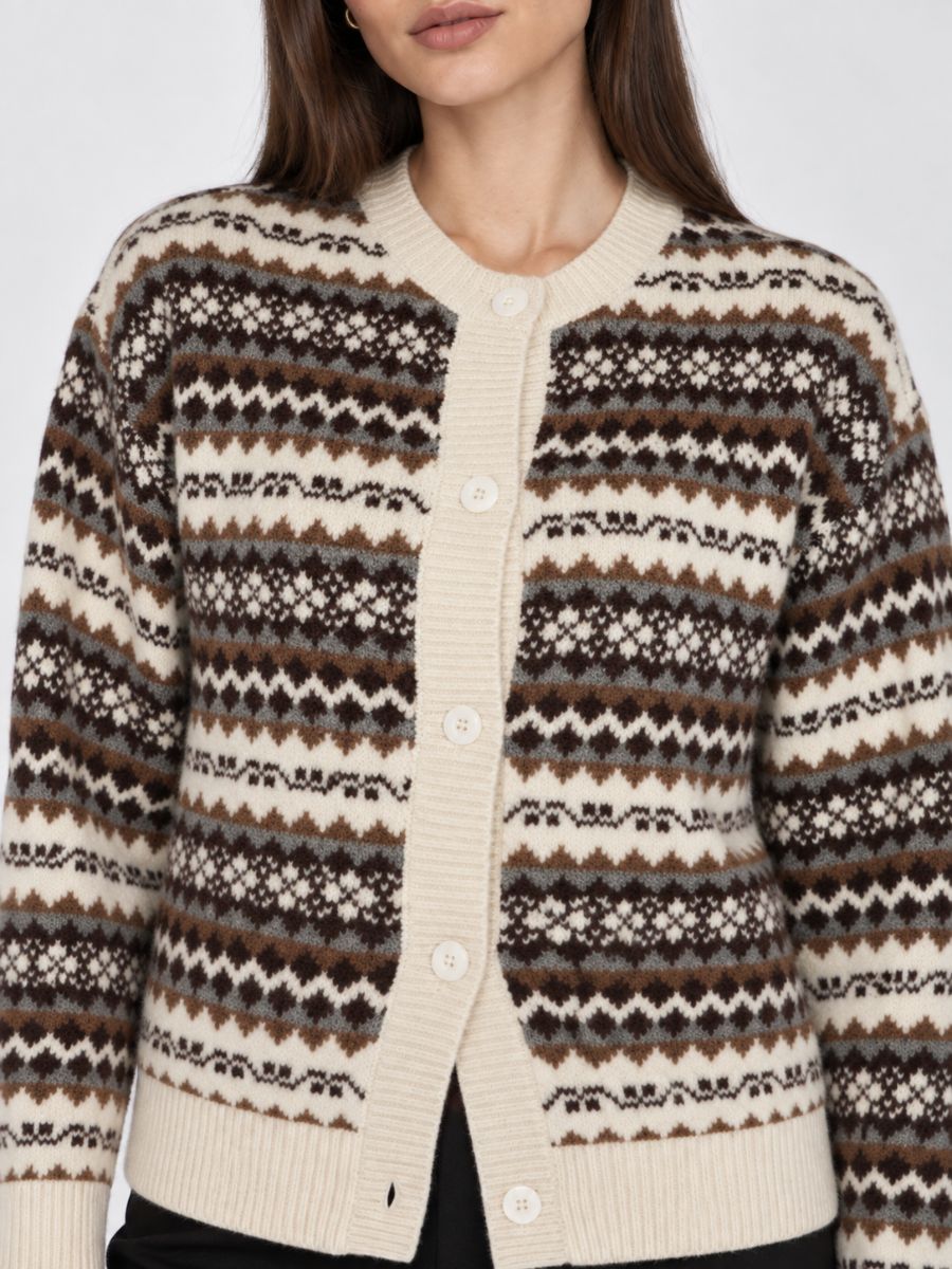 Fair Isle Long Sleeve Button Cardigan
