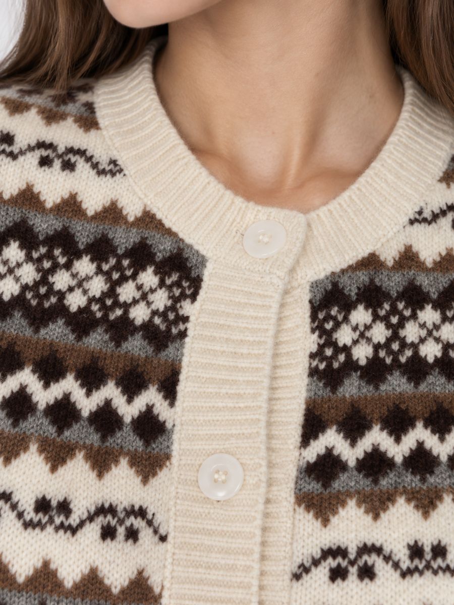 Fair Isle Long Sleeve Button Cardigan