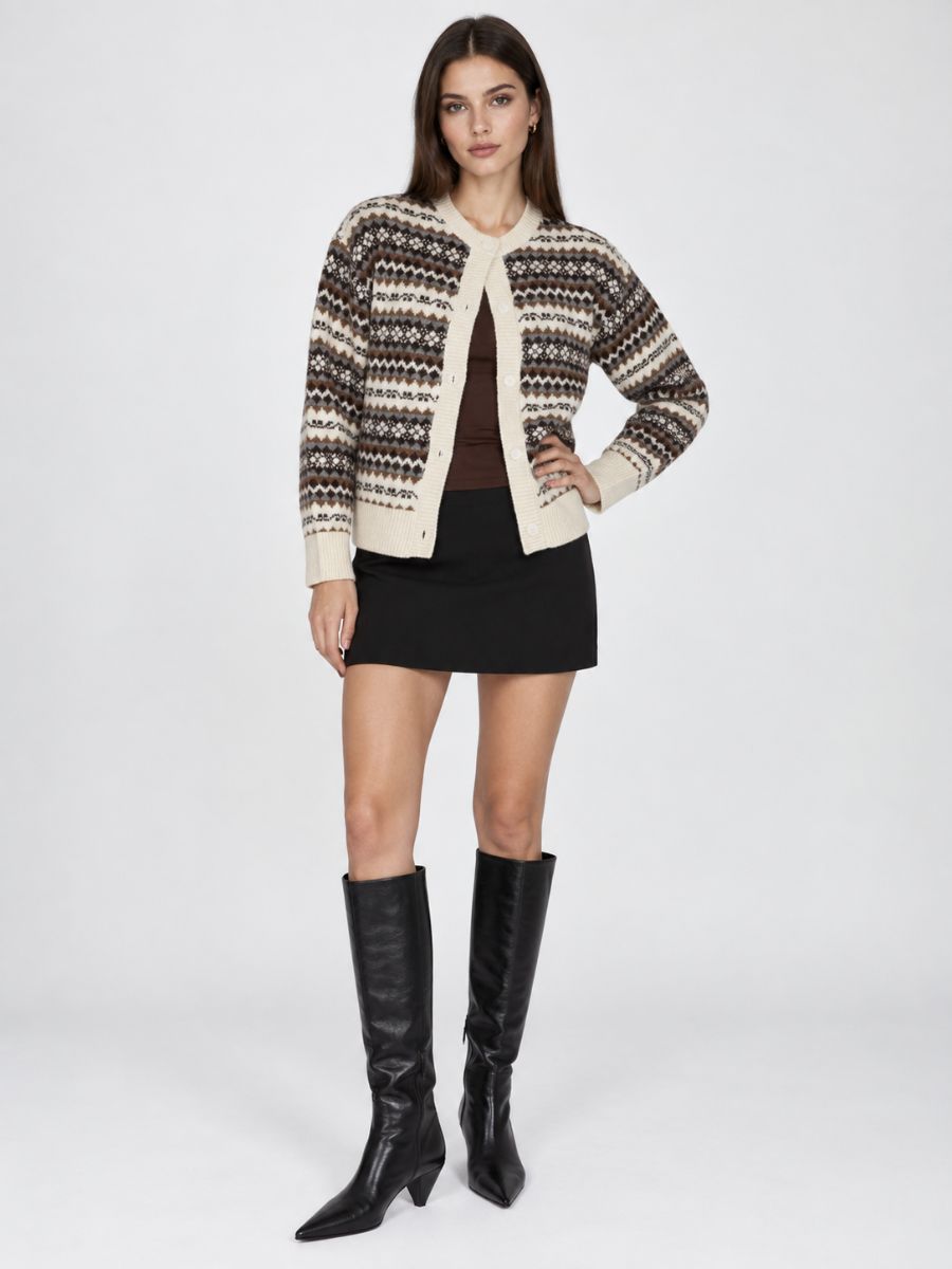 Fair Isle Long Sleeve Button Cardigan