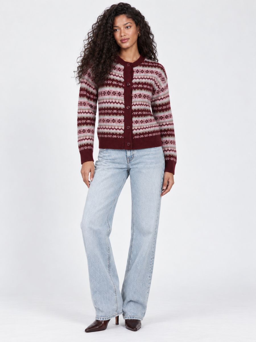 Fair Isle Long Sleeve Button Cardigan