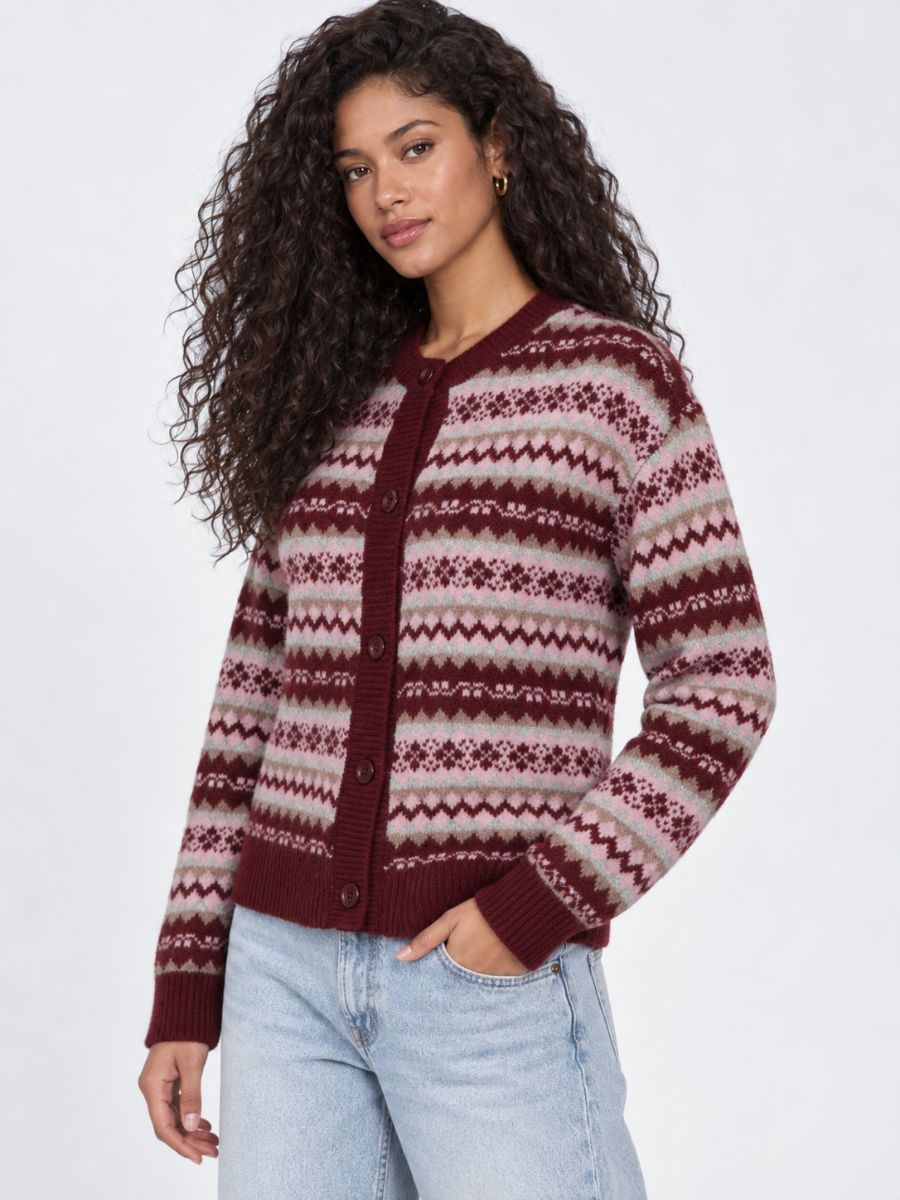 Fair Isle Long Sleeve Button Cardigan