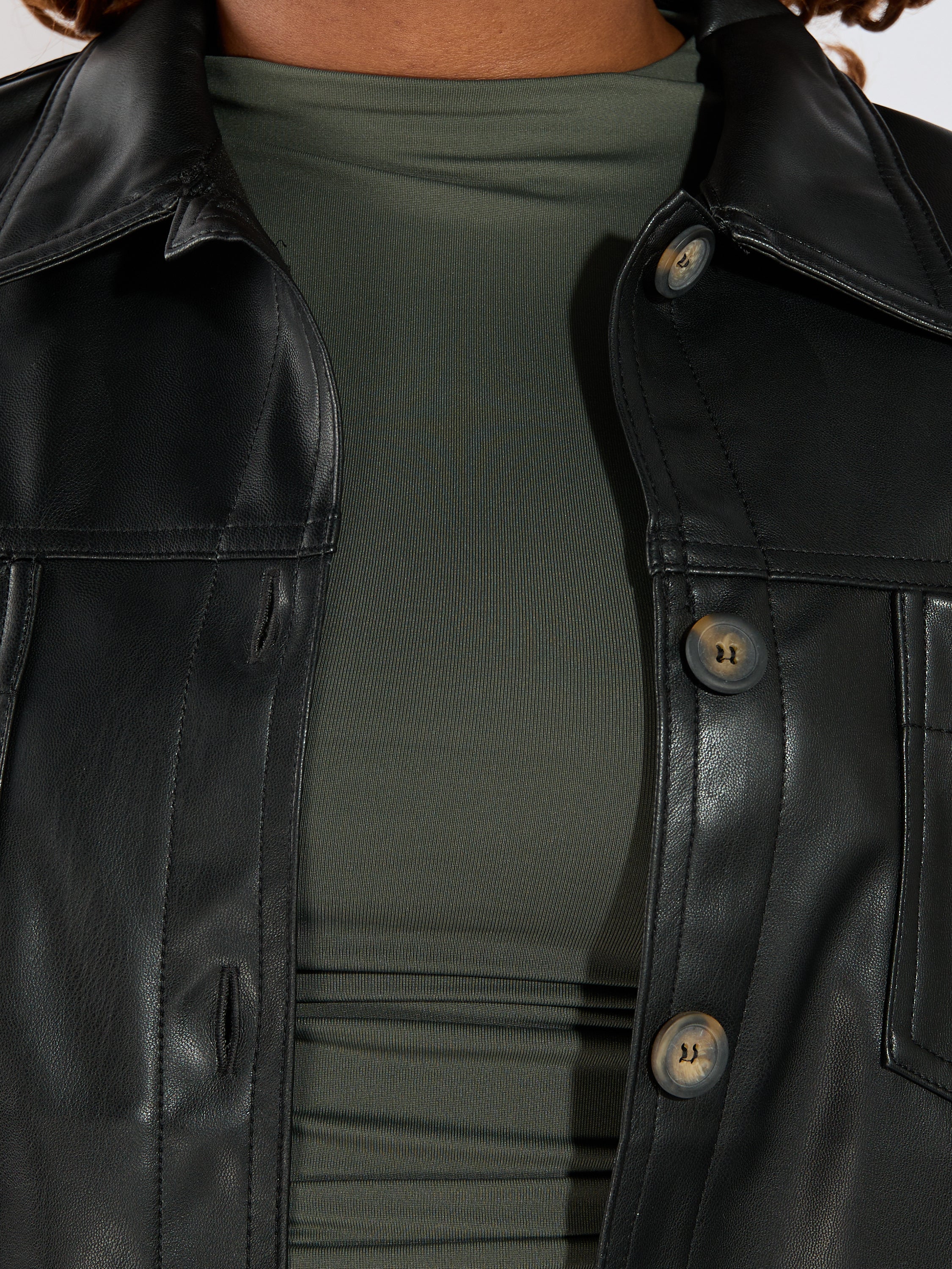 Cropped Tina PU Shacket