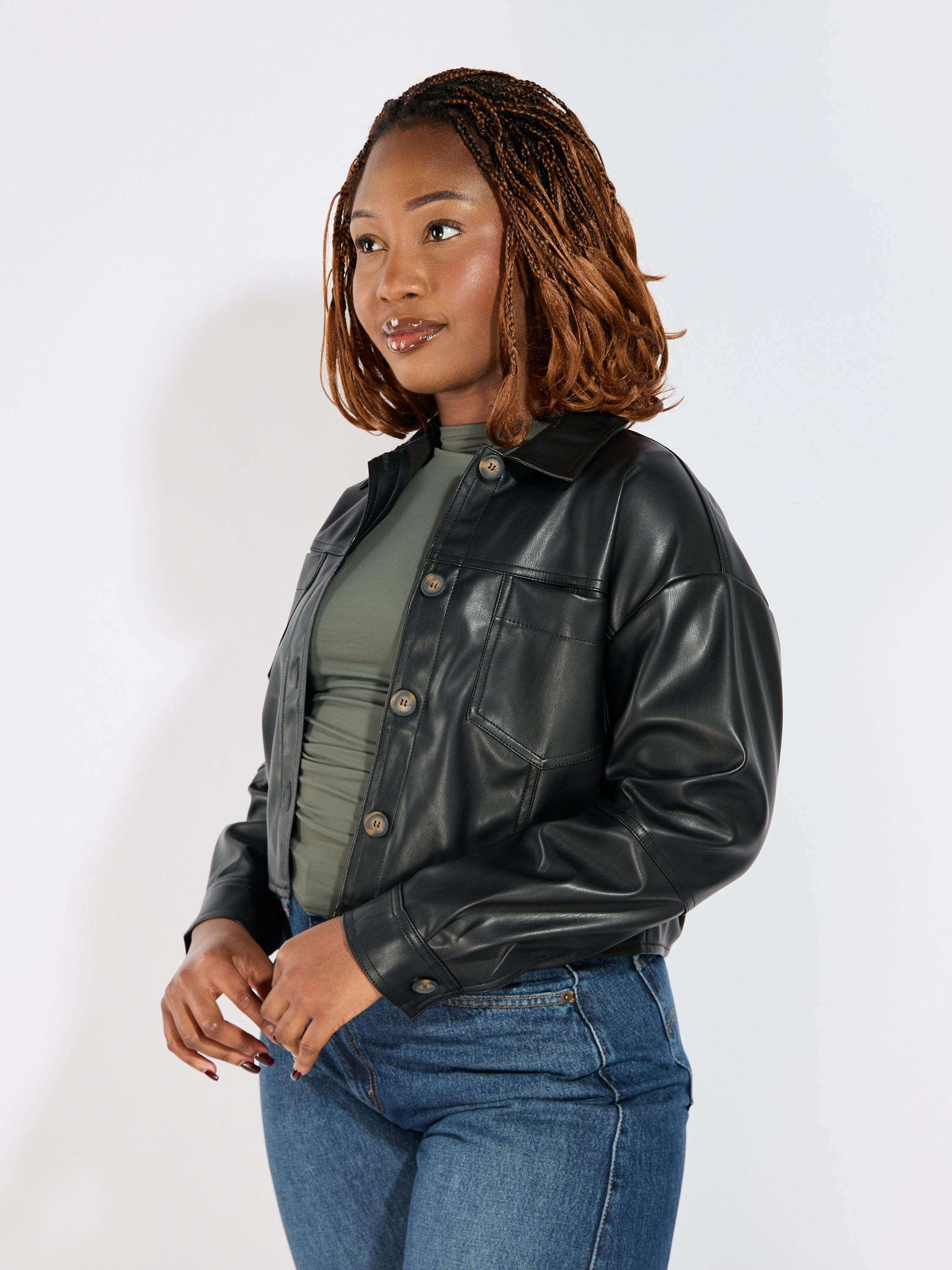 Cropped Tina PU Shacket