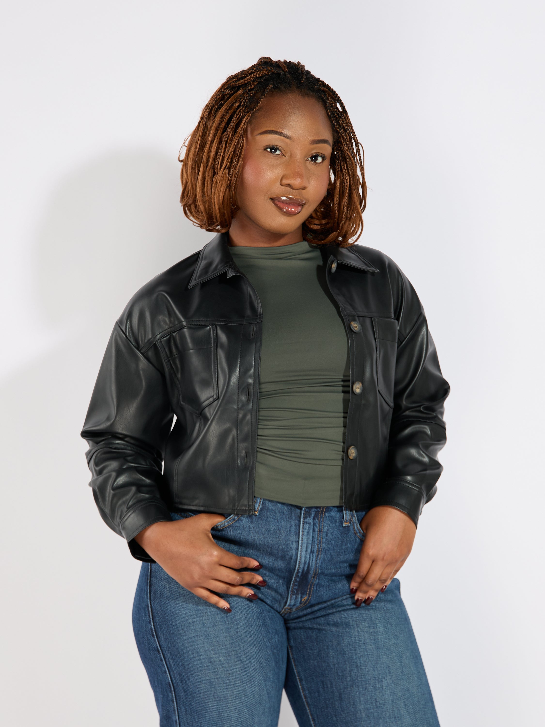 Cropped Tina PU Shacket