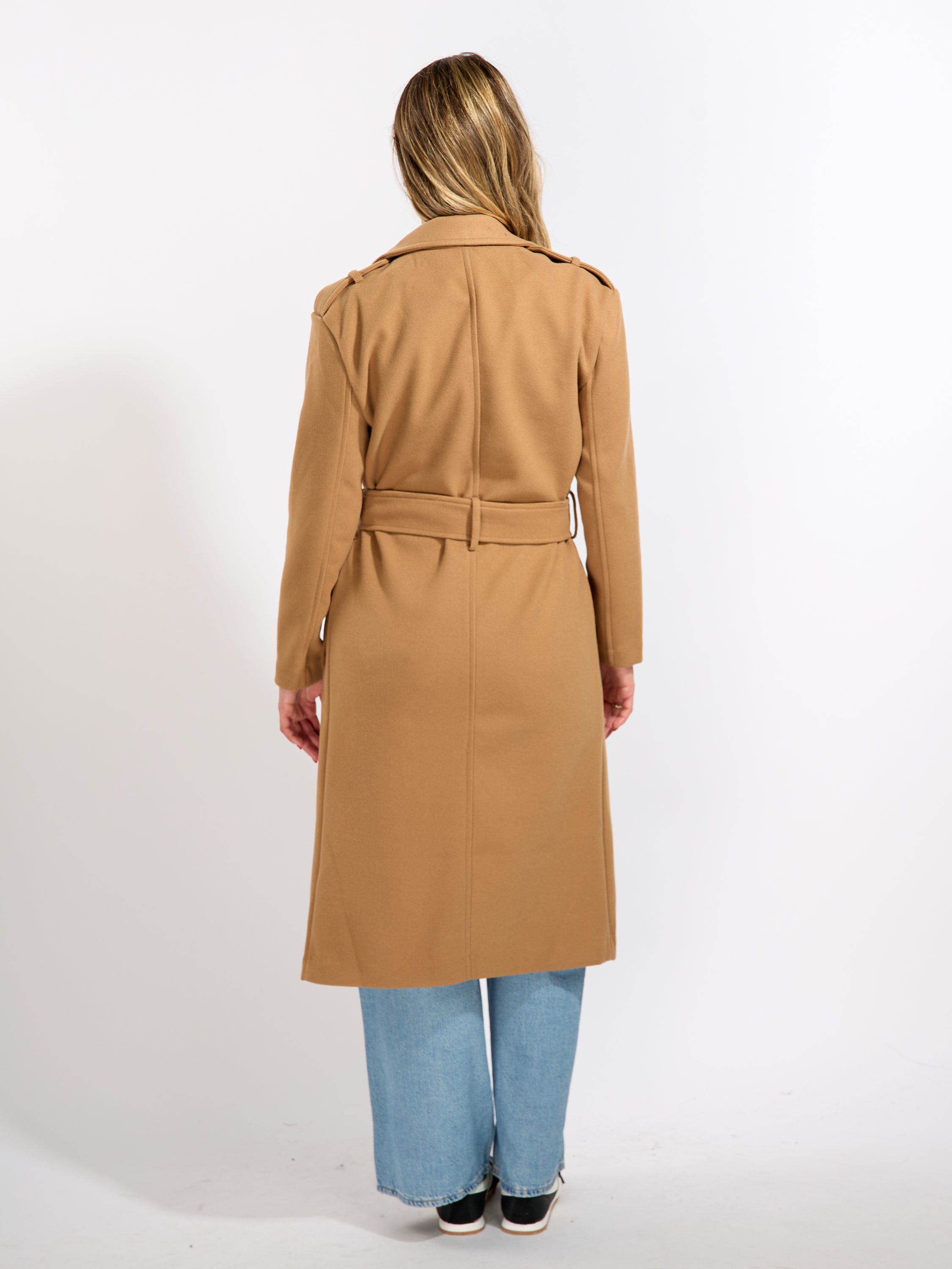 Long Wool Trench Wrap Coat