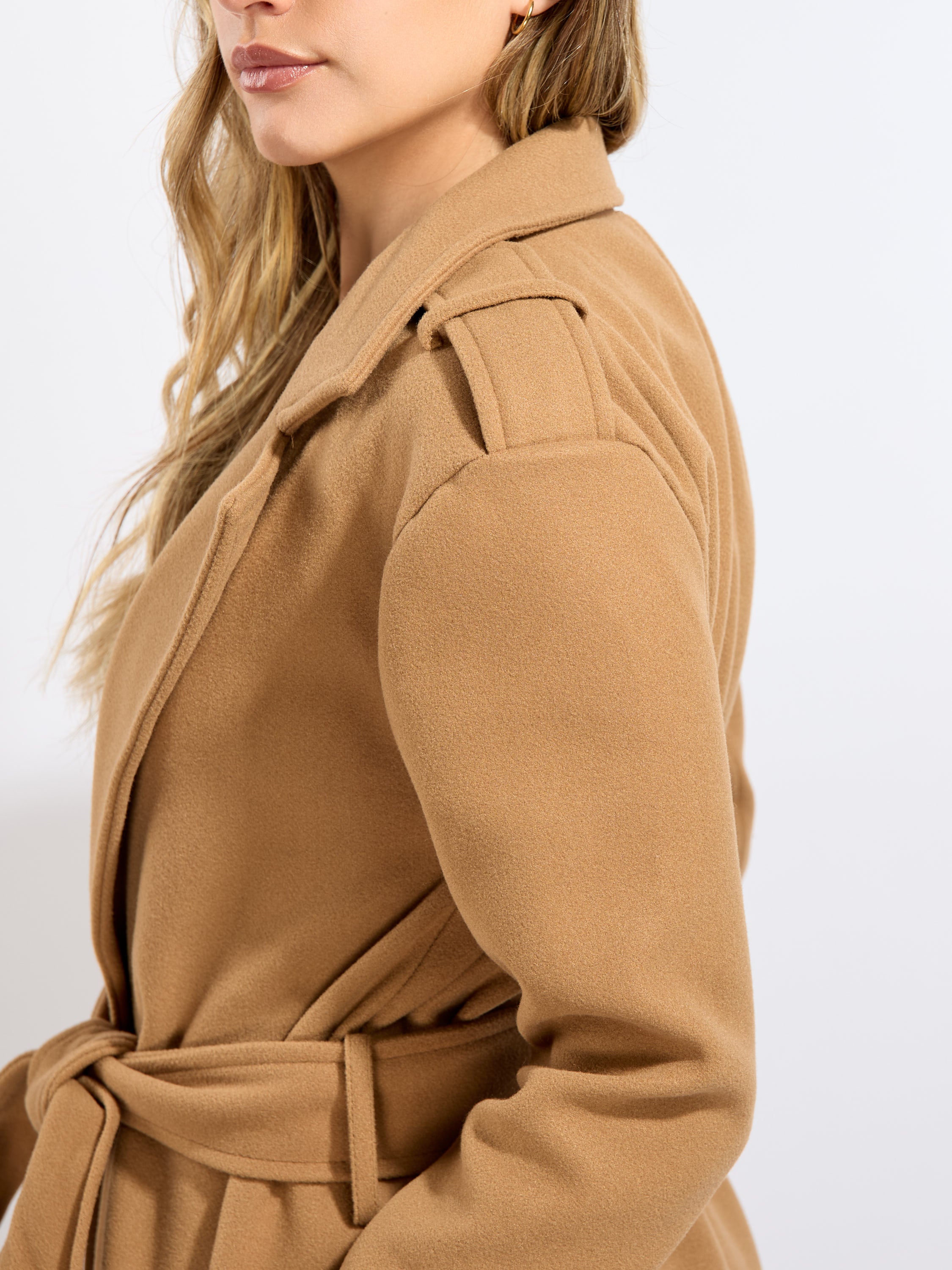 Long Wool Trench Wrap Coat