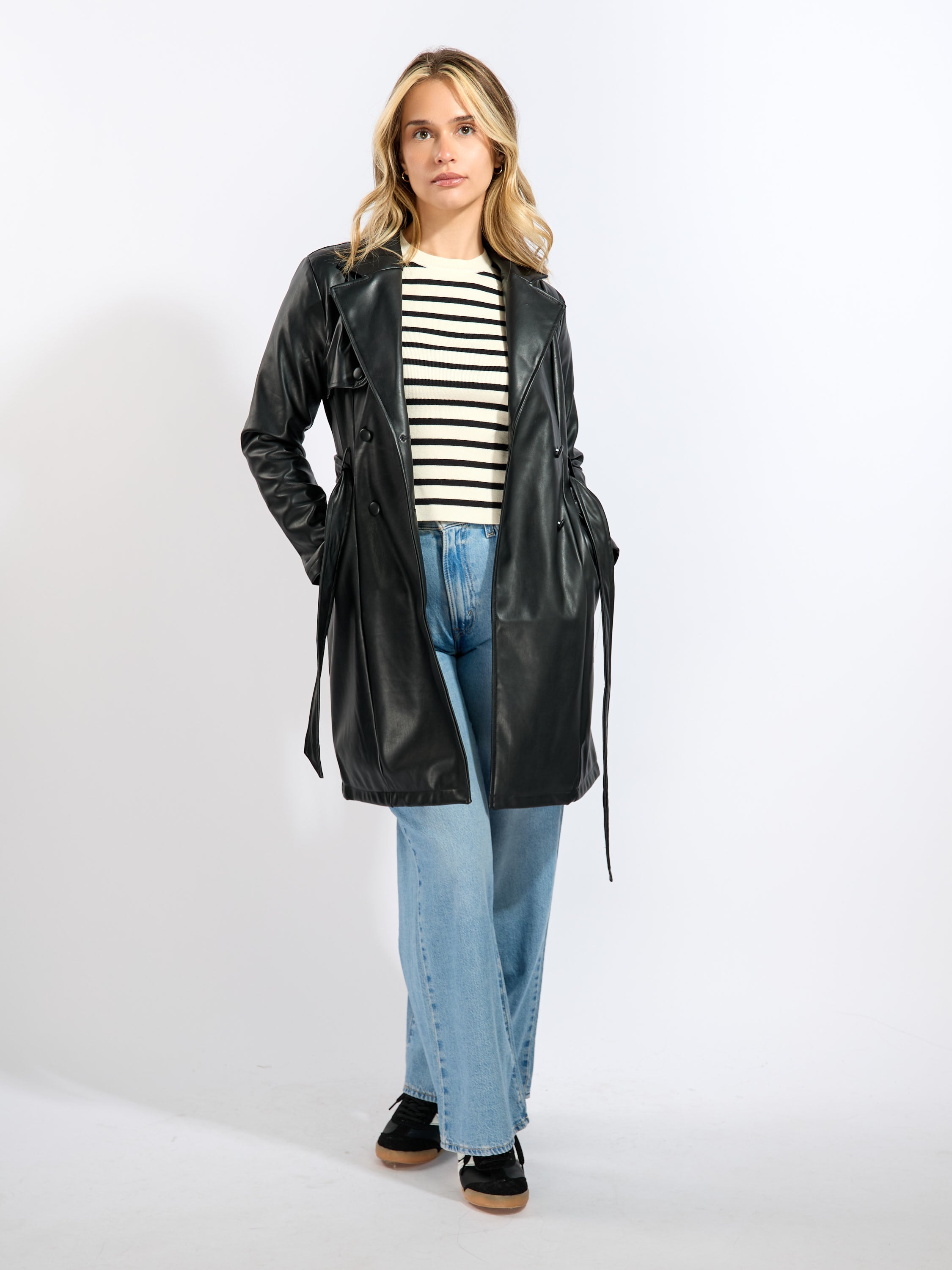Penny PU Faux Leather Trench Coat