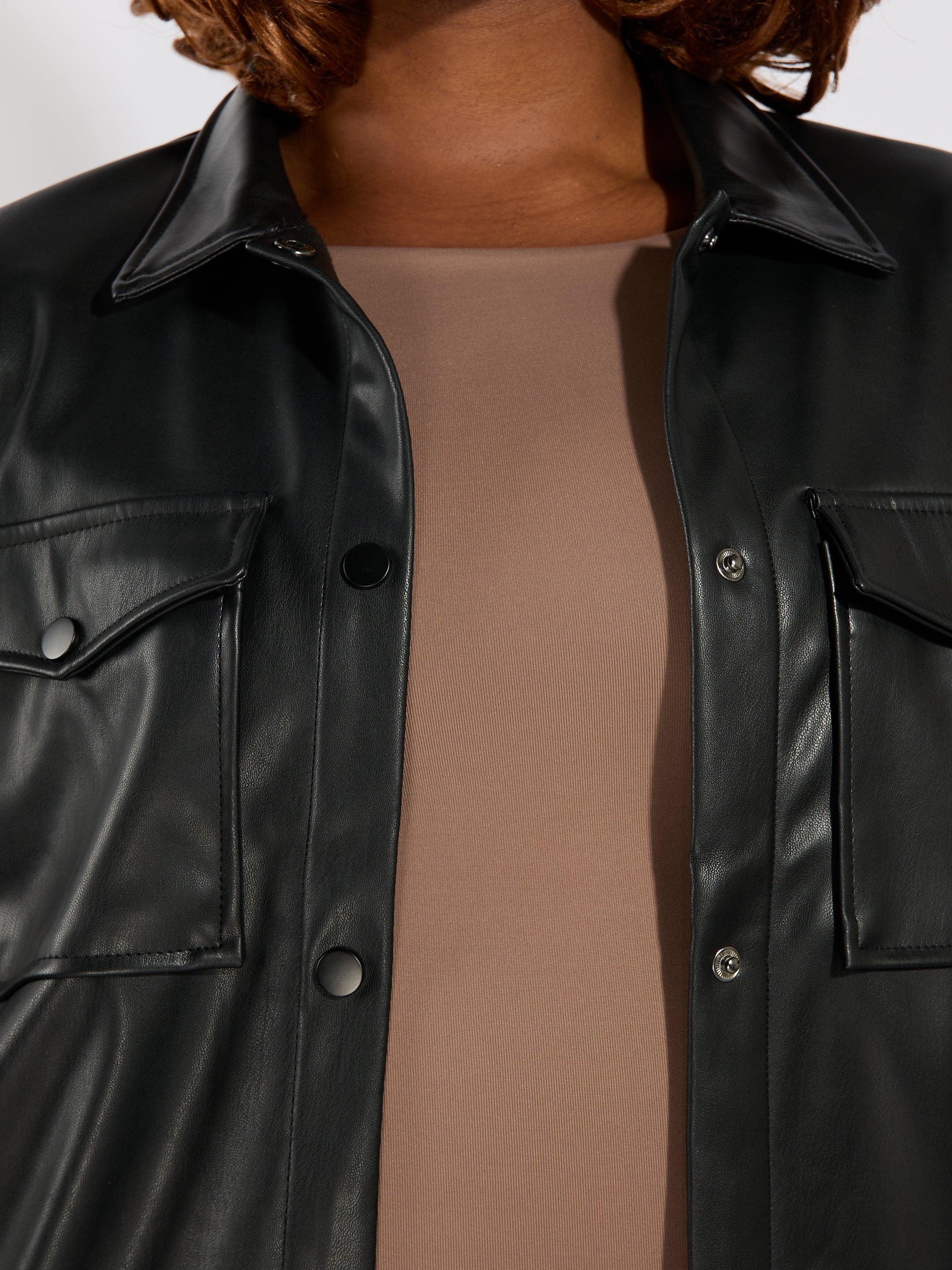 Tina PU Faux Leather Shacket