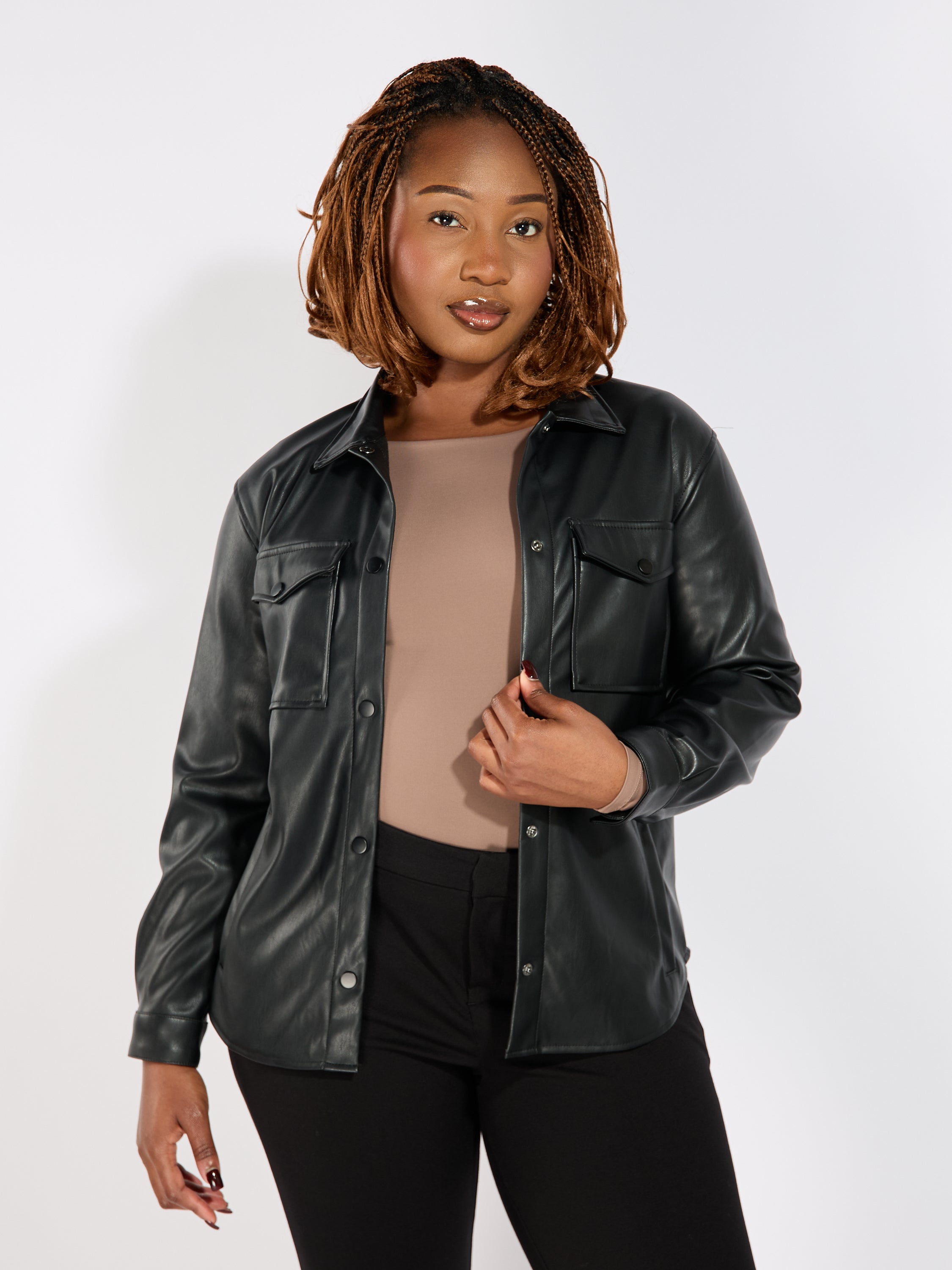 Tina PU Faux Leather Shacket