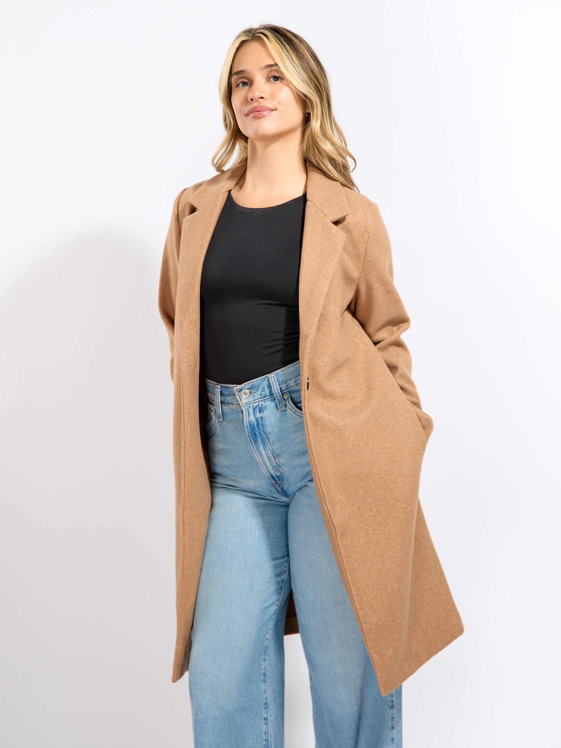 1 Button Long Wool Jacket