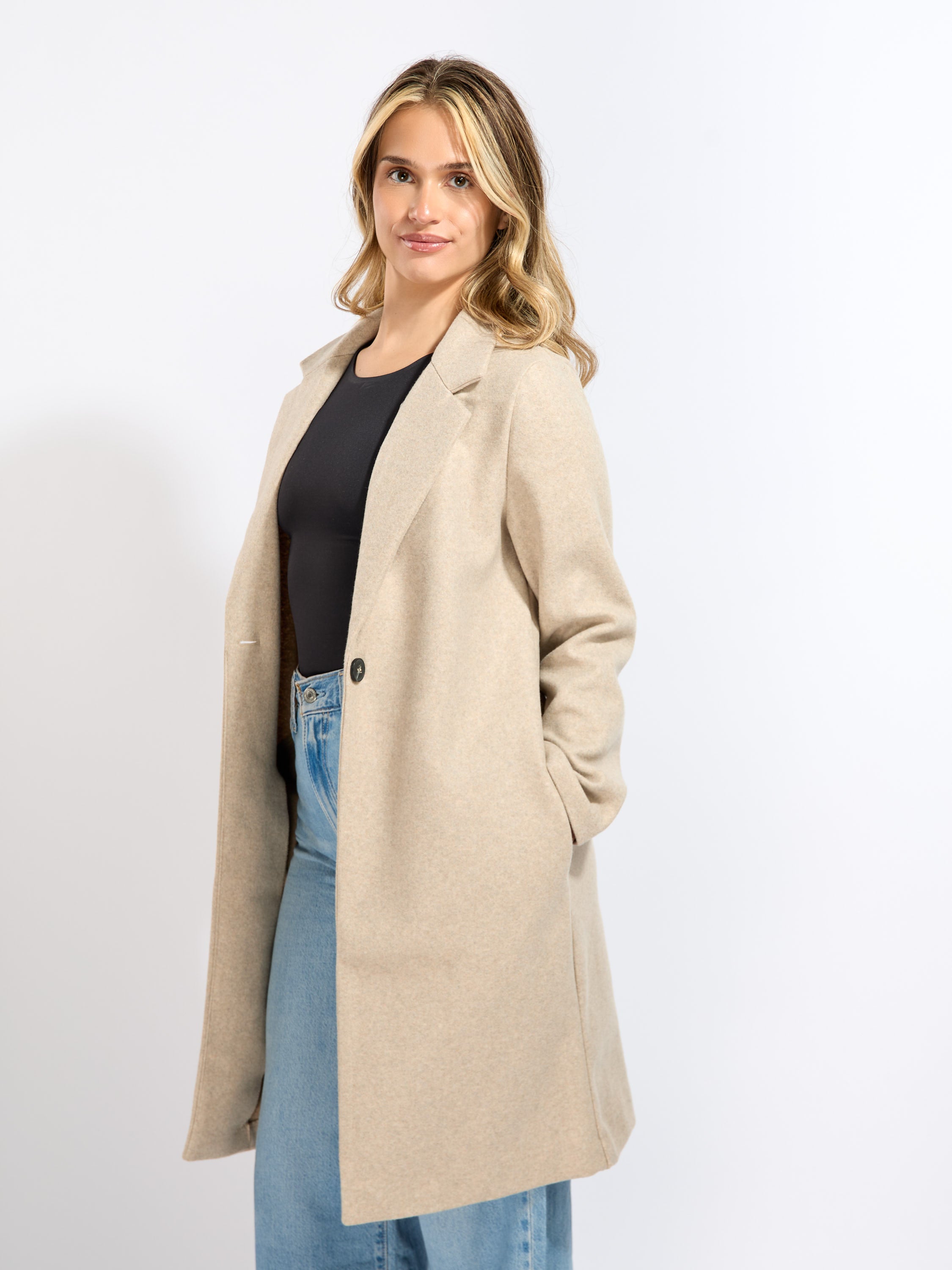 1 Button Long Wool Jacket