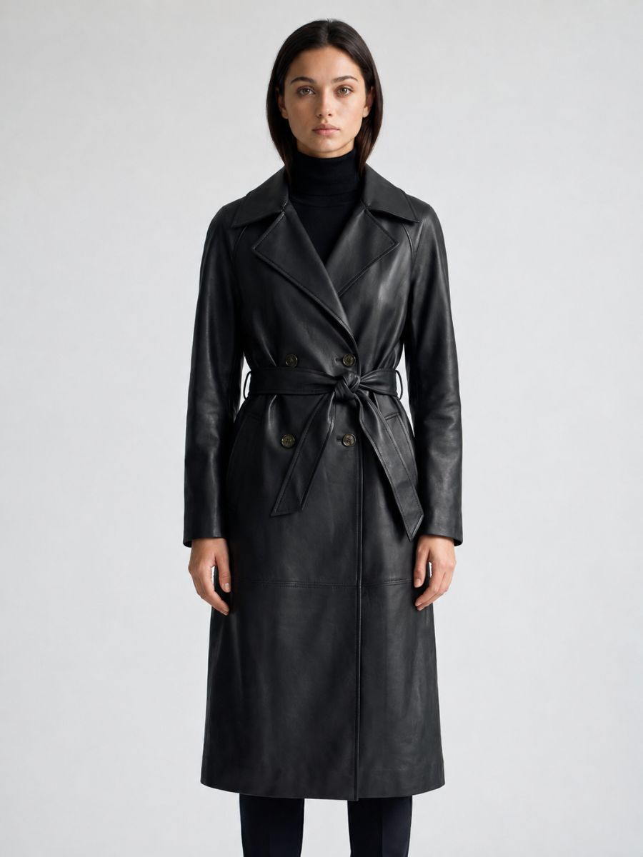 Serene Faux Leather Trench Coat