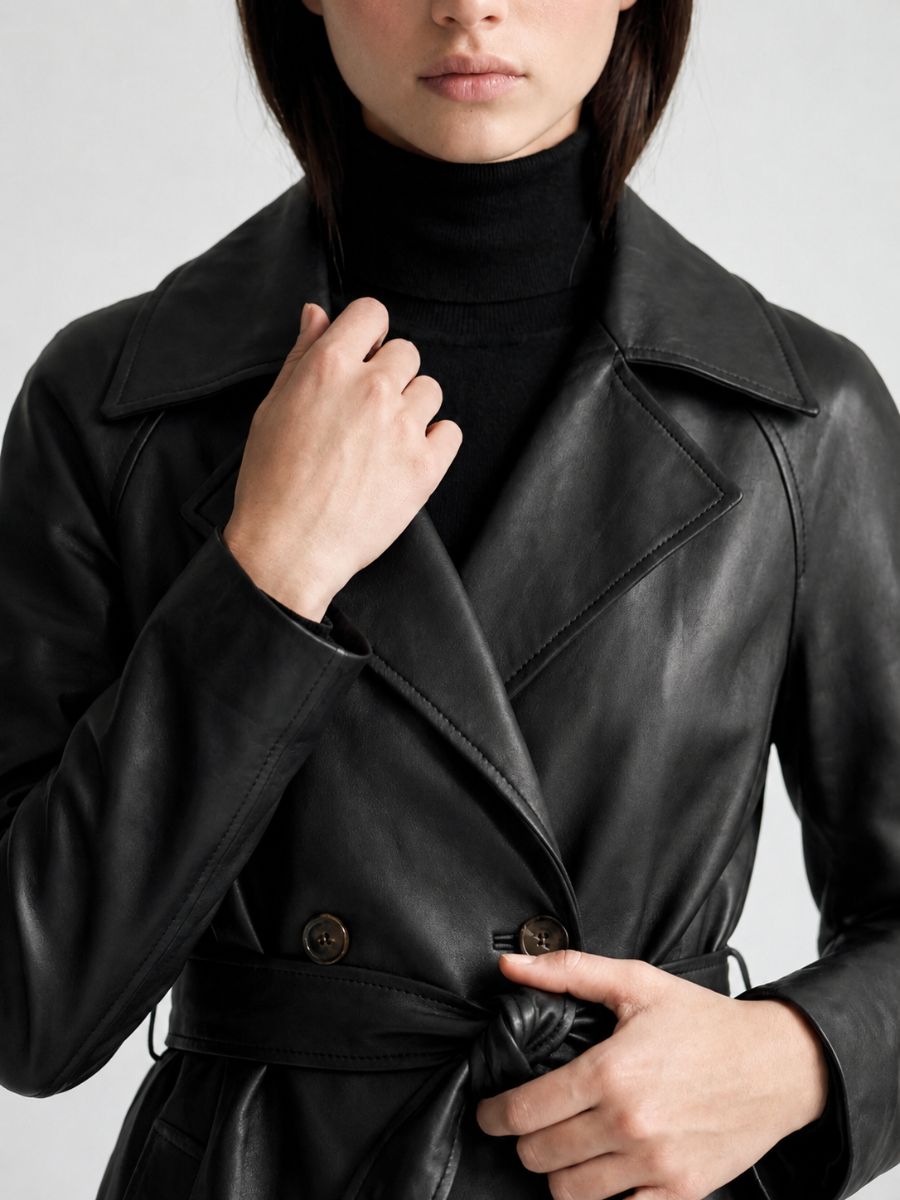 Serene Faux Leather Trench Coat