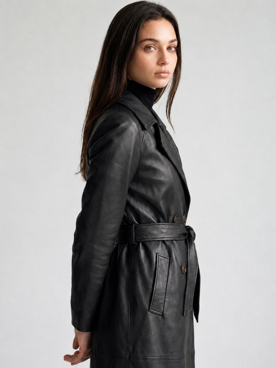 Serene Faux Leather Trench Coat