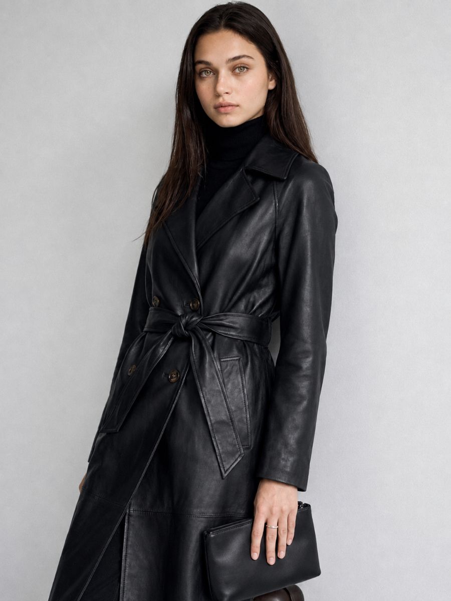 Serene Faux Leather Trench Coat