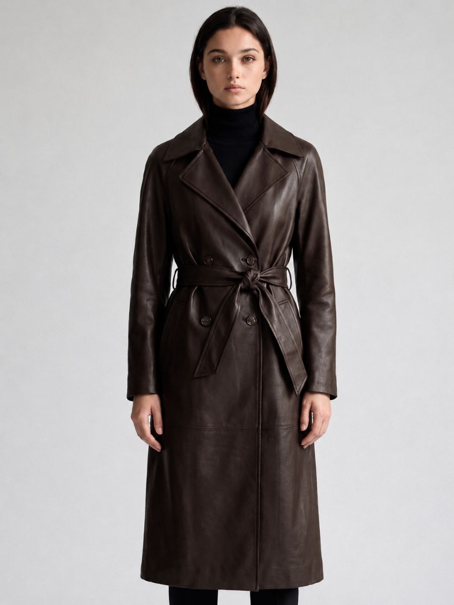 Serene Faux Leather Trench Coat