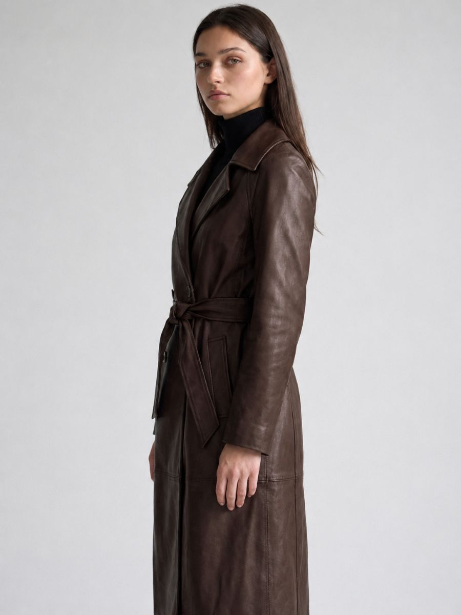 Serene Faux Leather Trench Coat