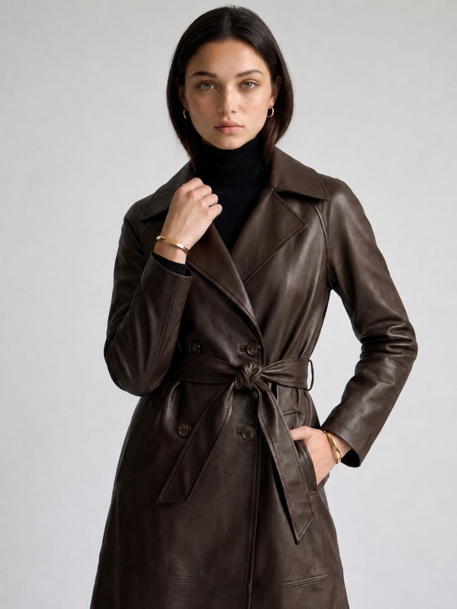 Serene Faux Leather Trench Coat
