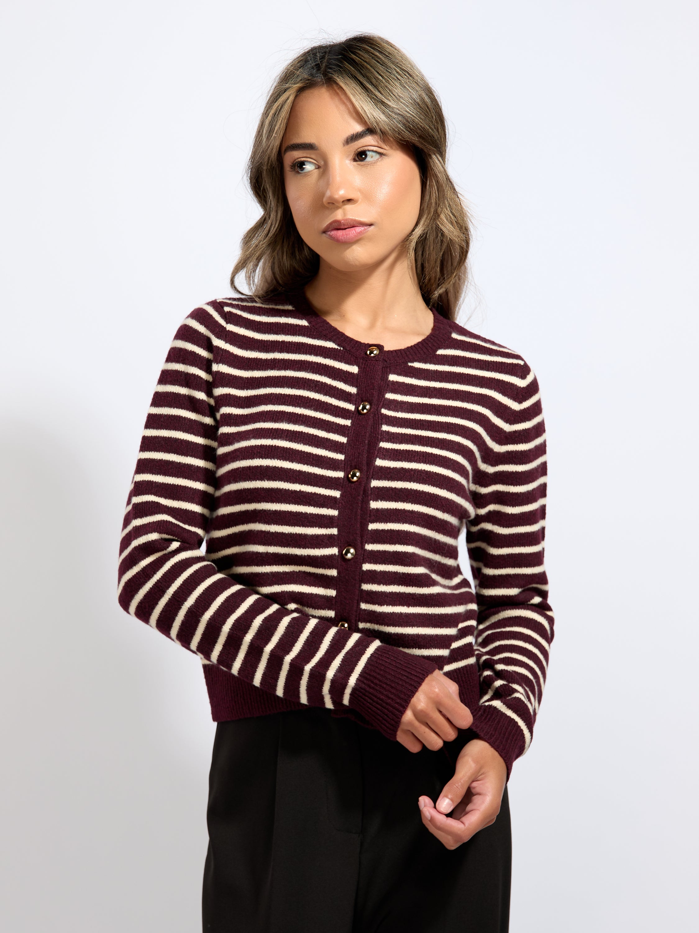 Eleanora Long Sleeve Stripe Cardigan